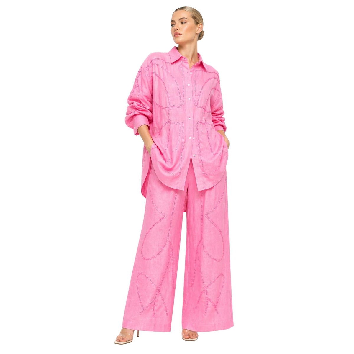 THREAD FLOW LINEN CO-ORD SET زوج (SHIRT & PANTS قميص وبنطلون) “MINA"