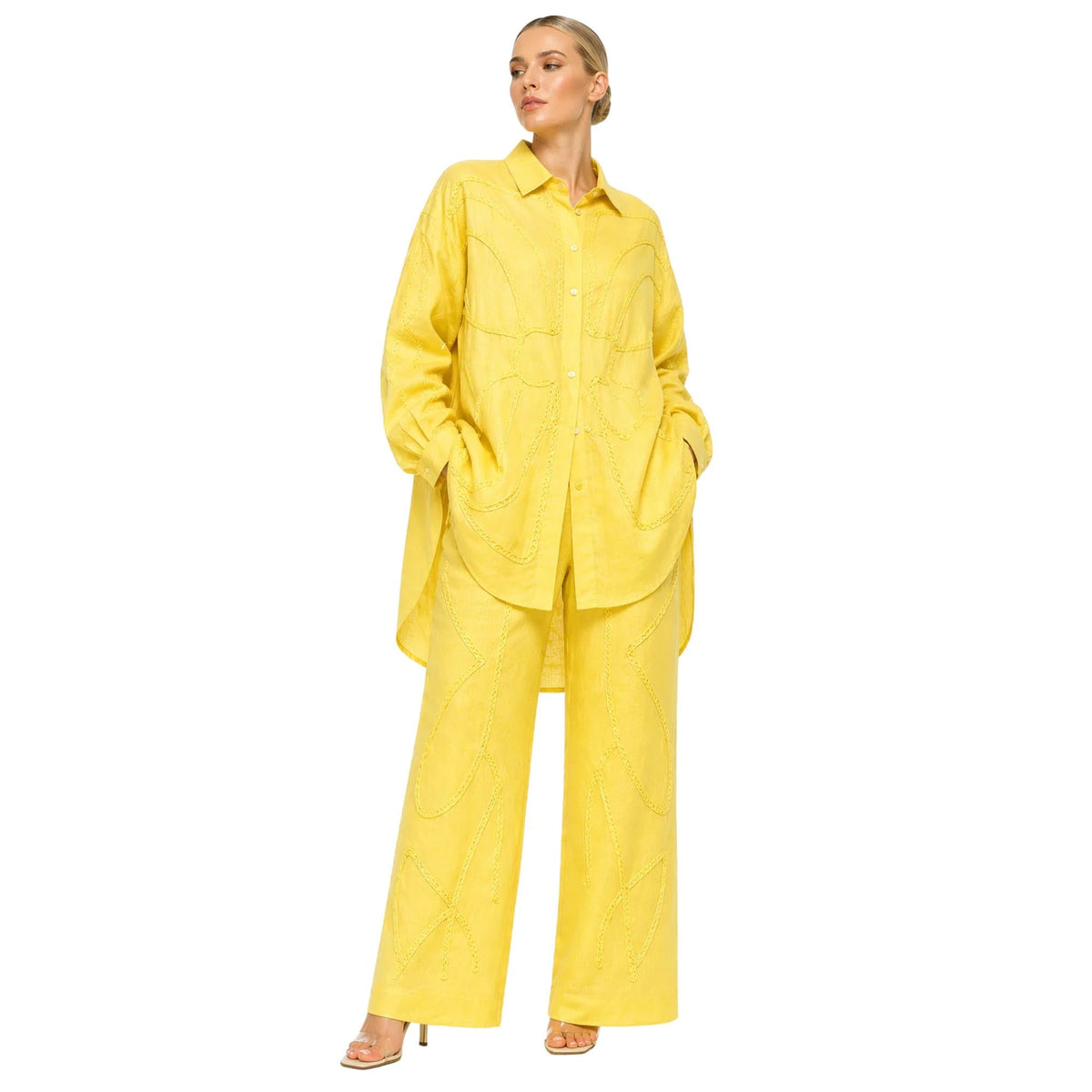 THREAD FLOW LINEN CO-ORD SET زوج (SHIRT & PANTS قميص وبنطلون) “MINA"