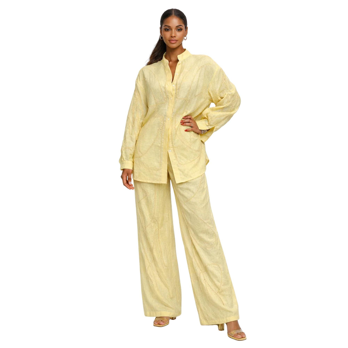 THREAD FLOW LINEN CO-ORD SET زوج (SHIRT & PANTS قميص وبنطلون) “THEA"