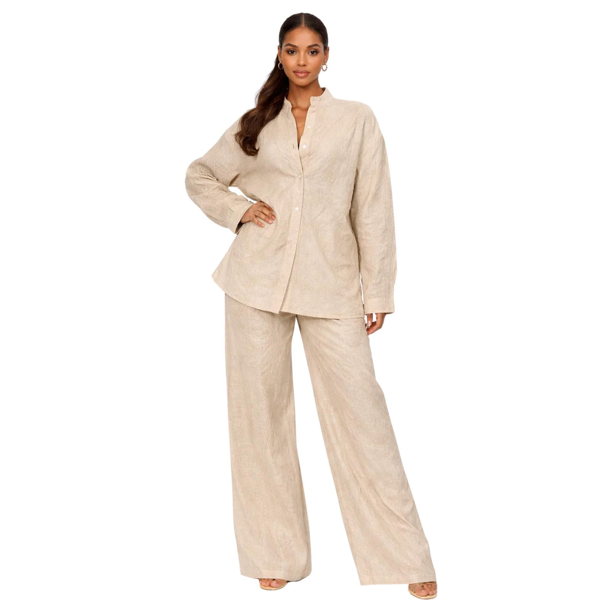 THREAD FLOW LINEN CO-ORD SET زوج (SHIRT & PANTS قميص وبنطلون) “THEA"