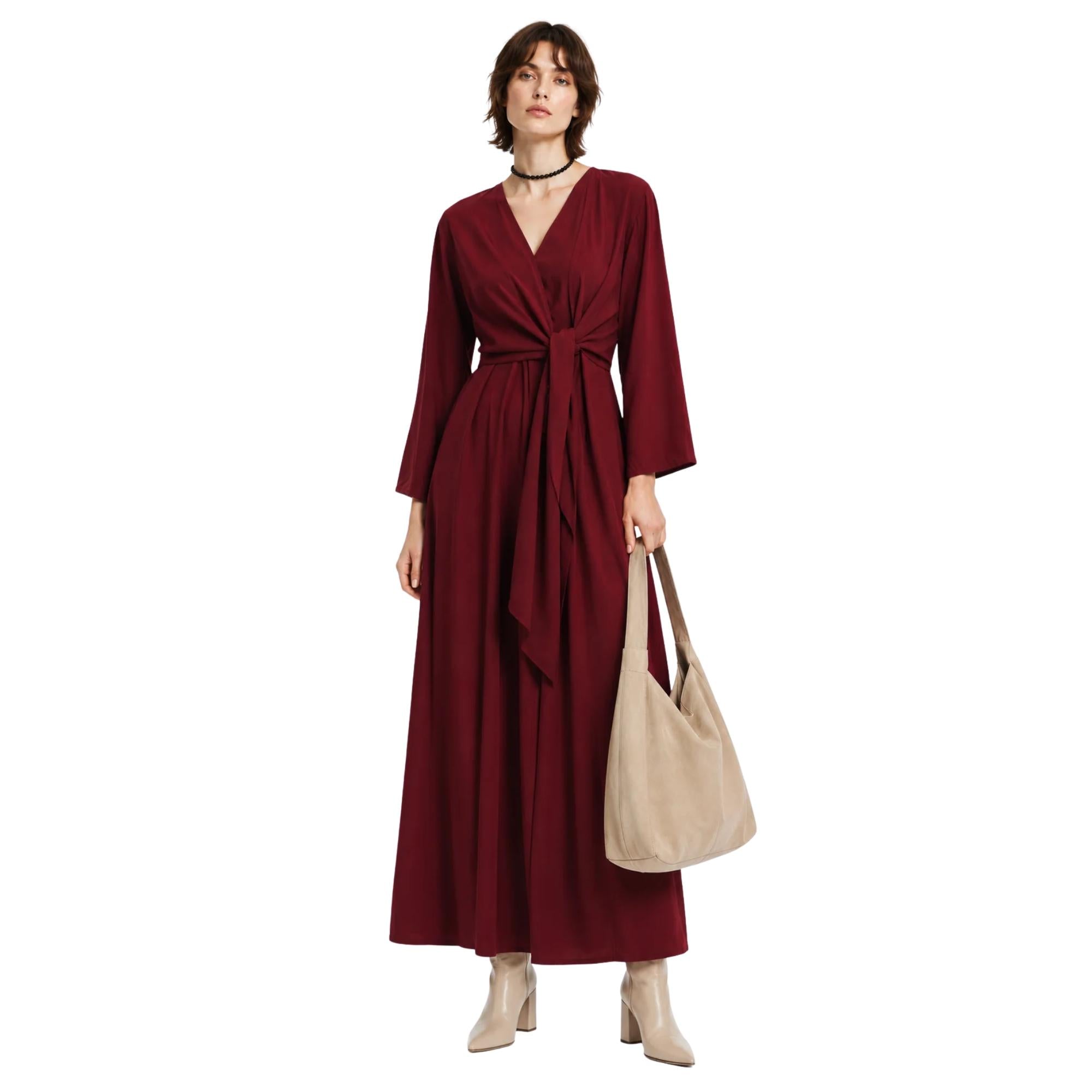 TIE-FRONT A-LINE MIDI DRESS فستان “ASTER”