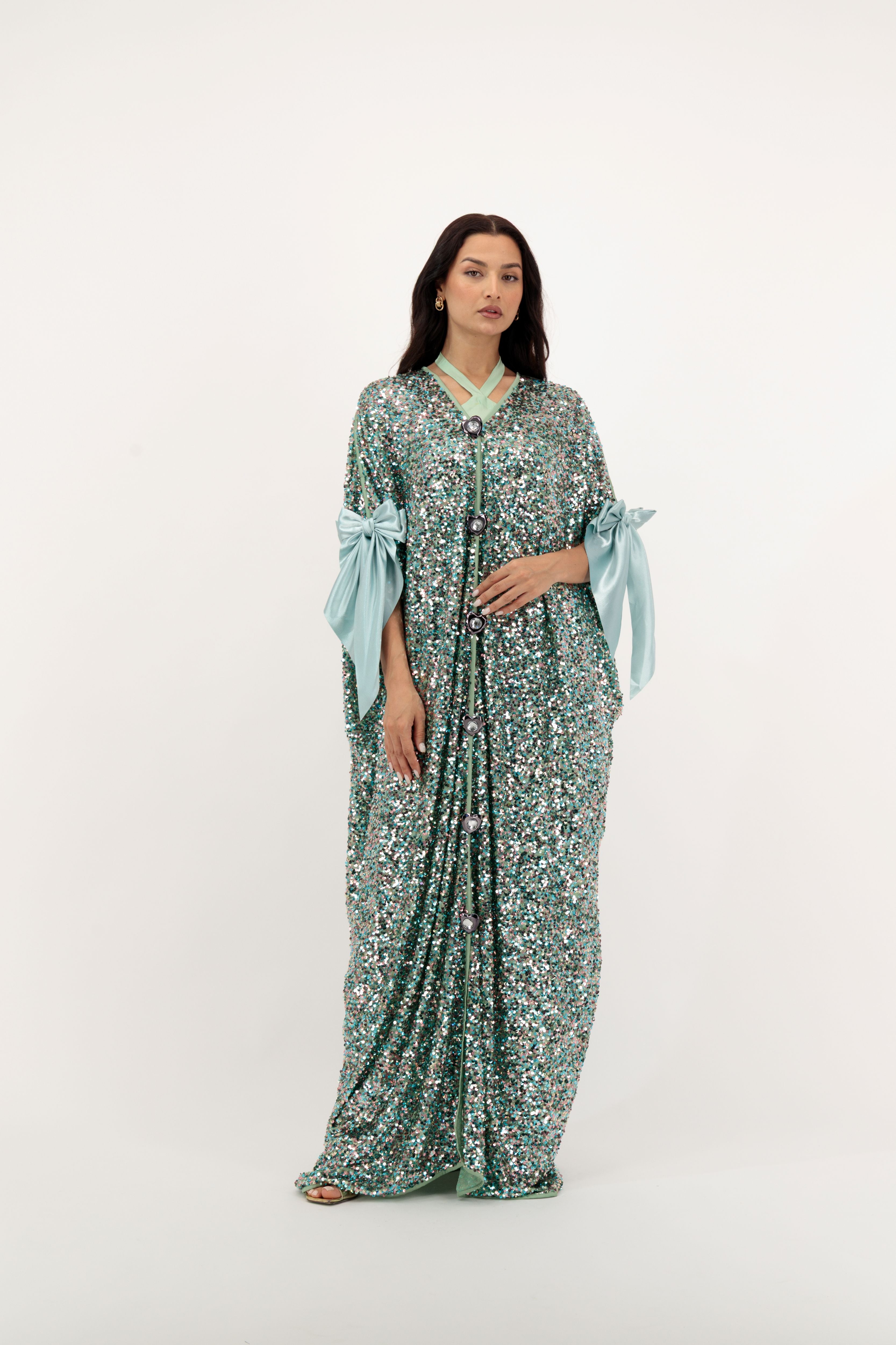 EMPRESS KAFTAN GREEN BOW SIZE OS ASC7070
