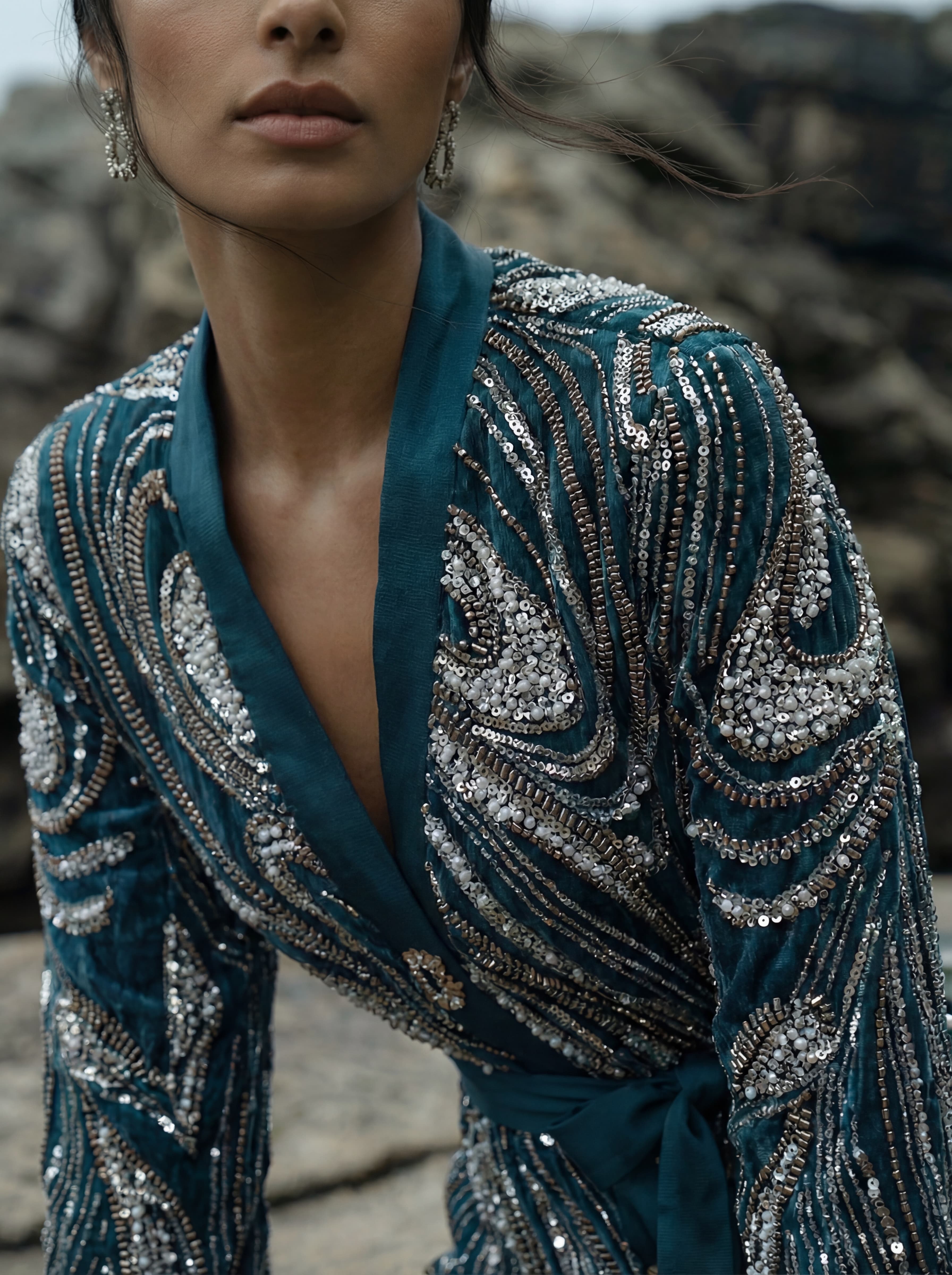 Luxury Promise ALIEEZAY BLAZER TEAL SIZE S/M ASC7083
