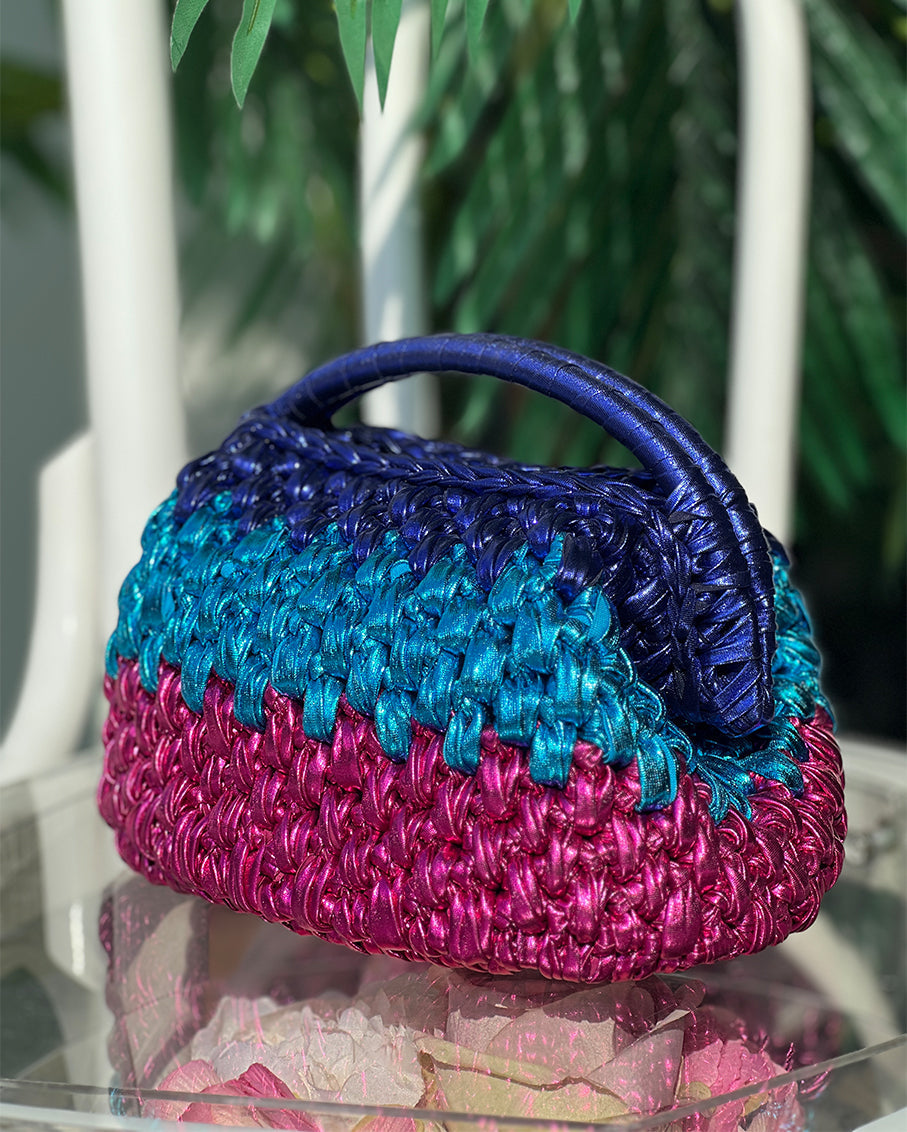 Tri-Color Grand Galactica Metallic Rope VBP Basket Bag