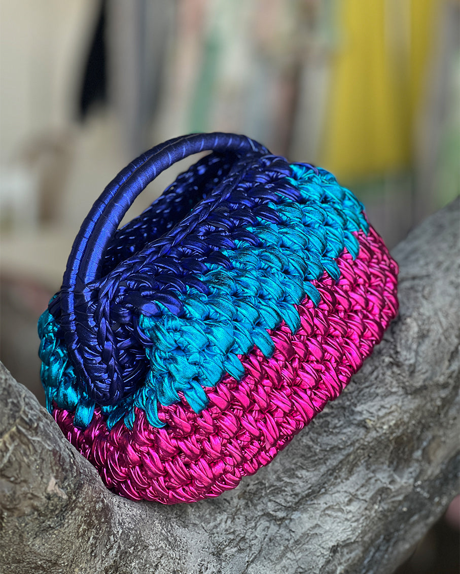 Tri-Color Grand Galactica Metallic Rope VBP Basket Bag