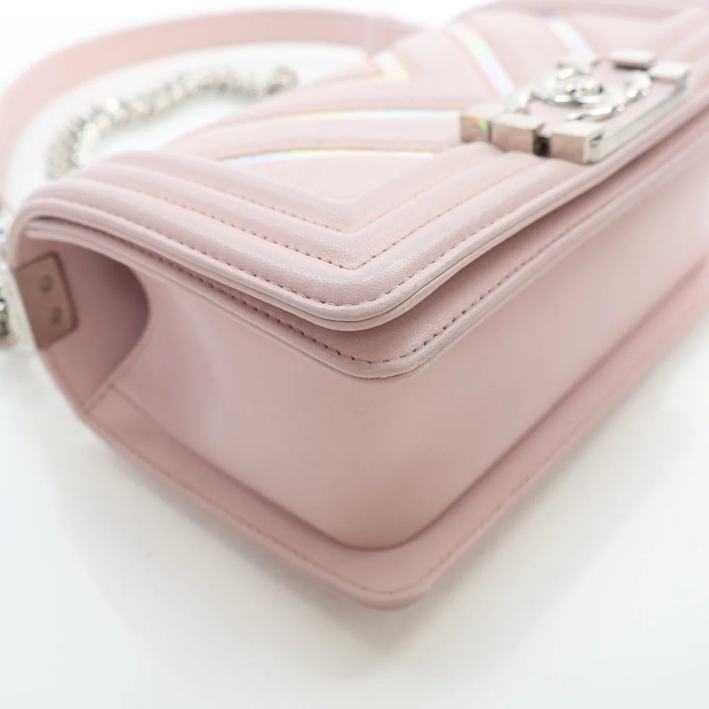 Chanel Small Pink Chevron Calfskin Boy Bag USAYNB