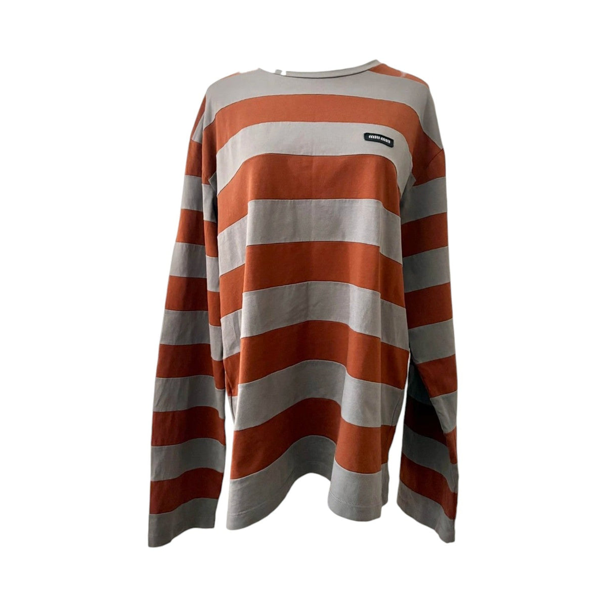 Miu Miu Cotton Brown Stripe Long Sleeve Top - Size L