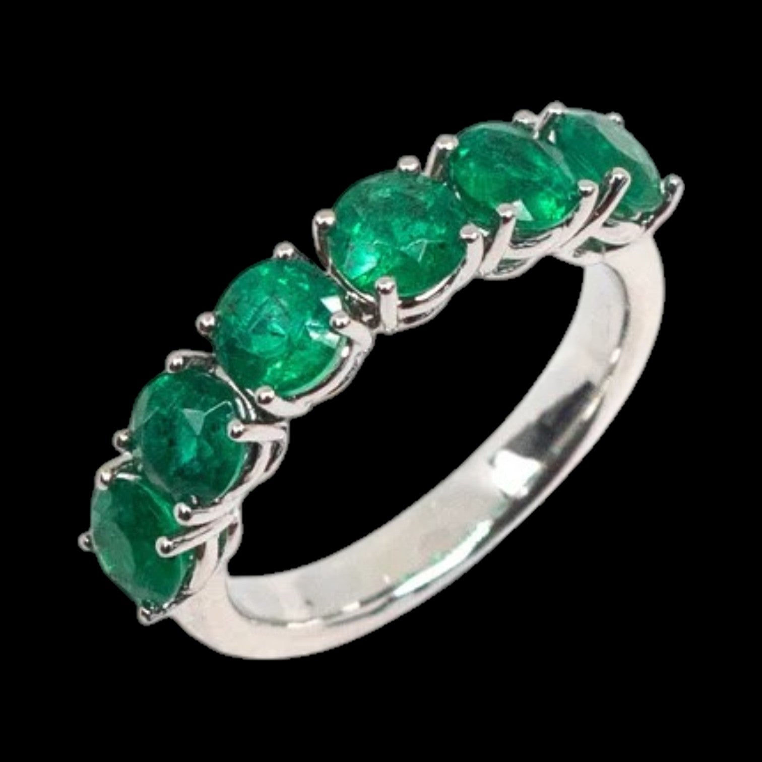 2.77ct Zambian Green Emerald Eternity Band in Platinum