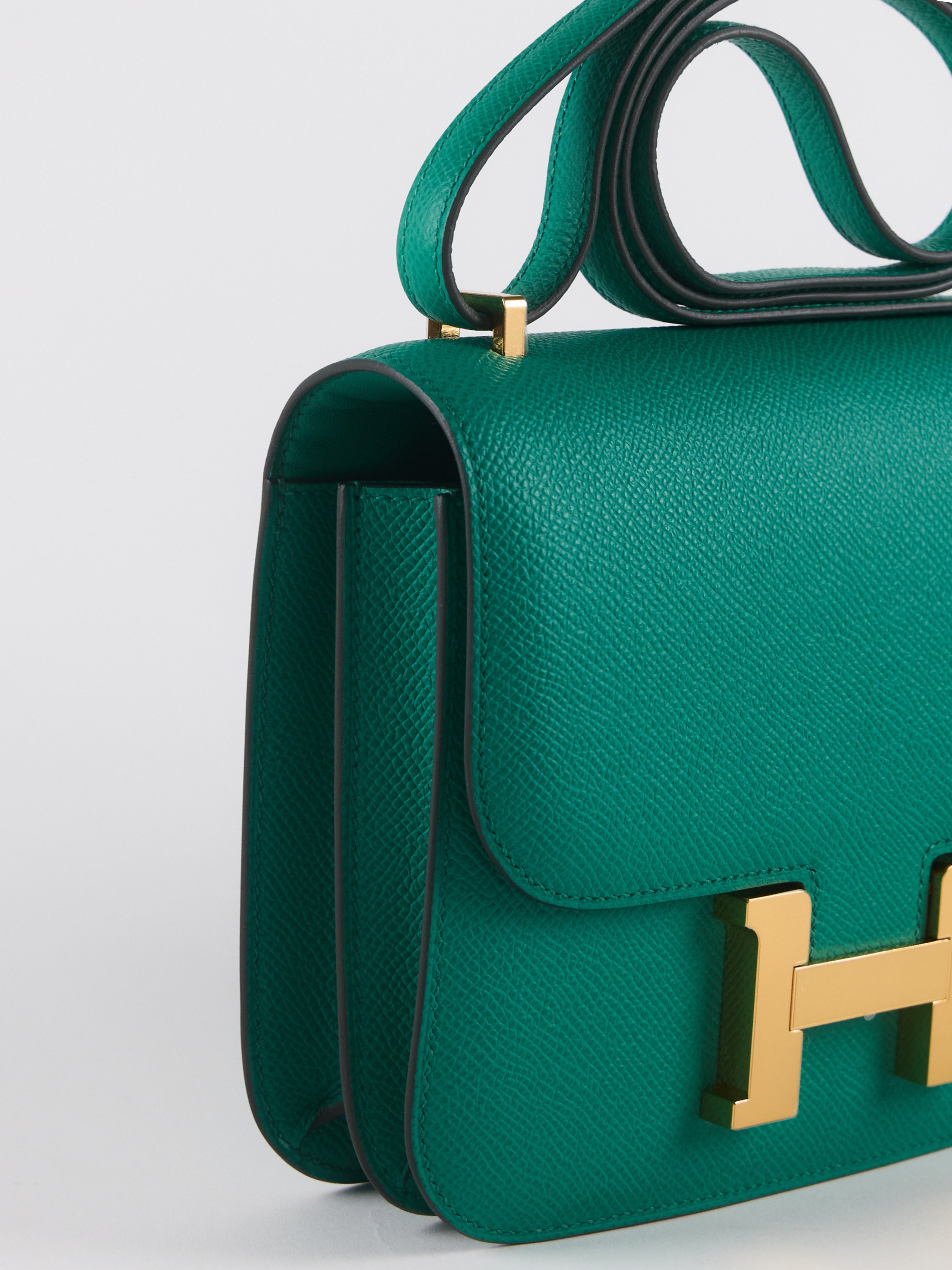 HERMÈS CONSTANCE 18CM VERT JADE Epsom Leather with Gold Hardware