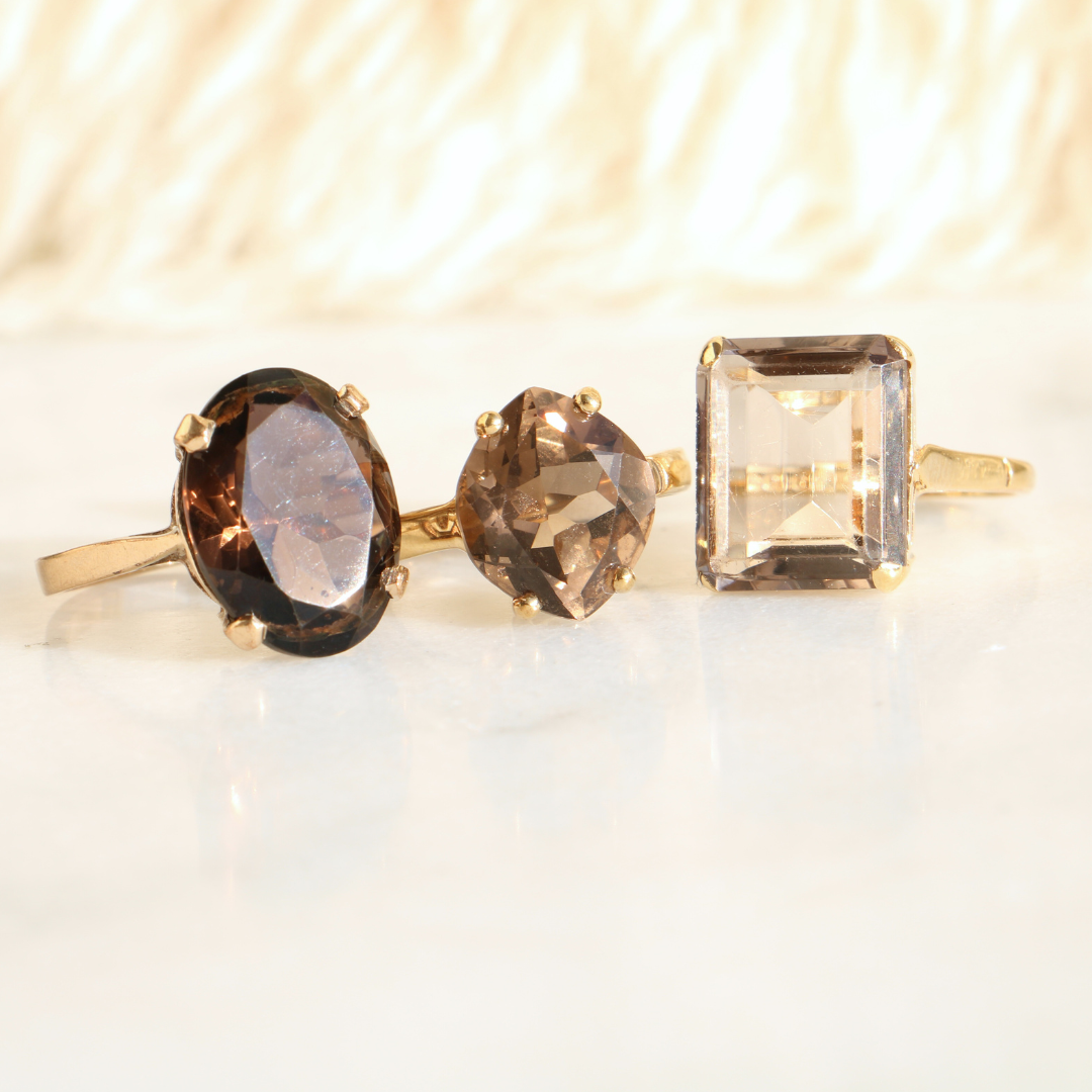 9ct Gold Smokey Quartz Chubby Marquise Ring