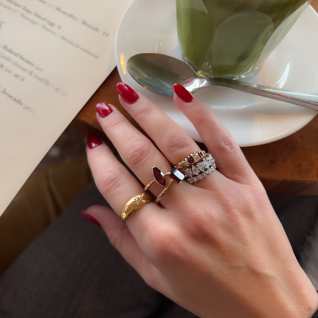 9ct Gold Marquise Cut Garnet Ring