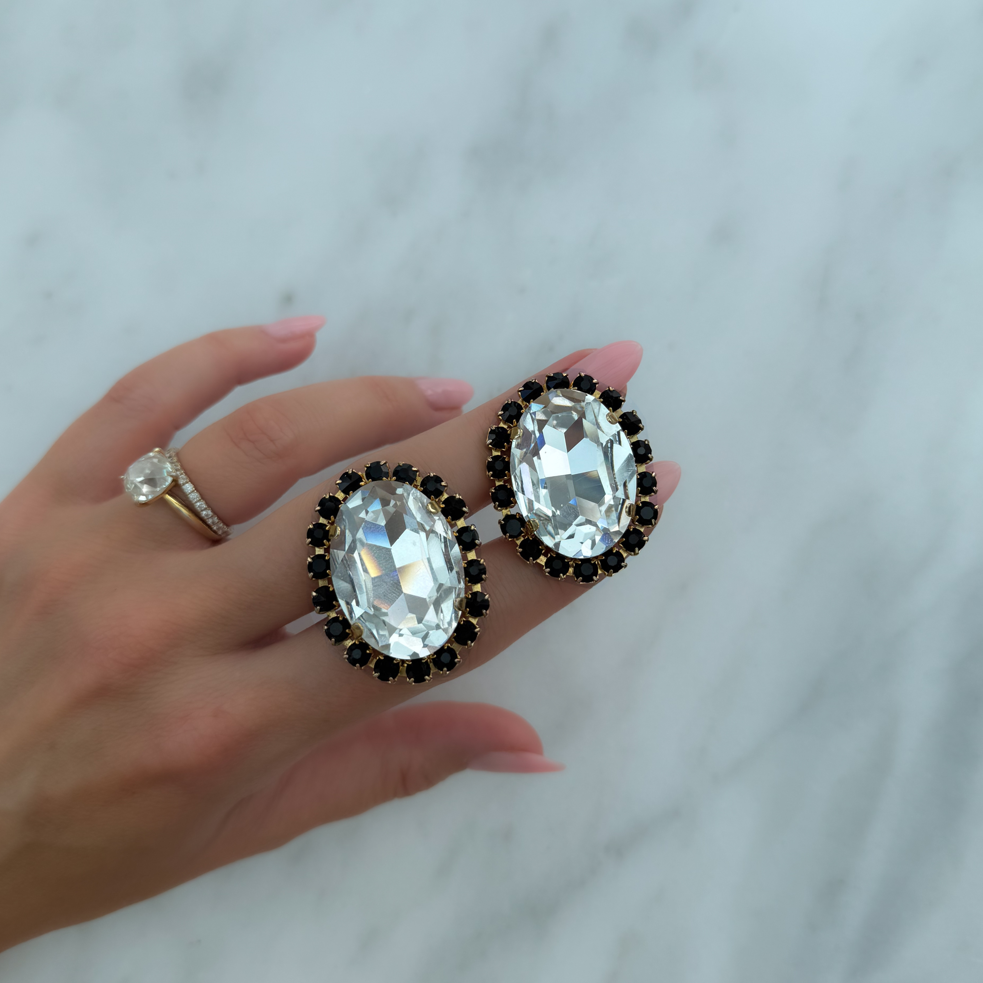Vintage Oval Halo Earrings