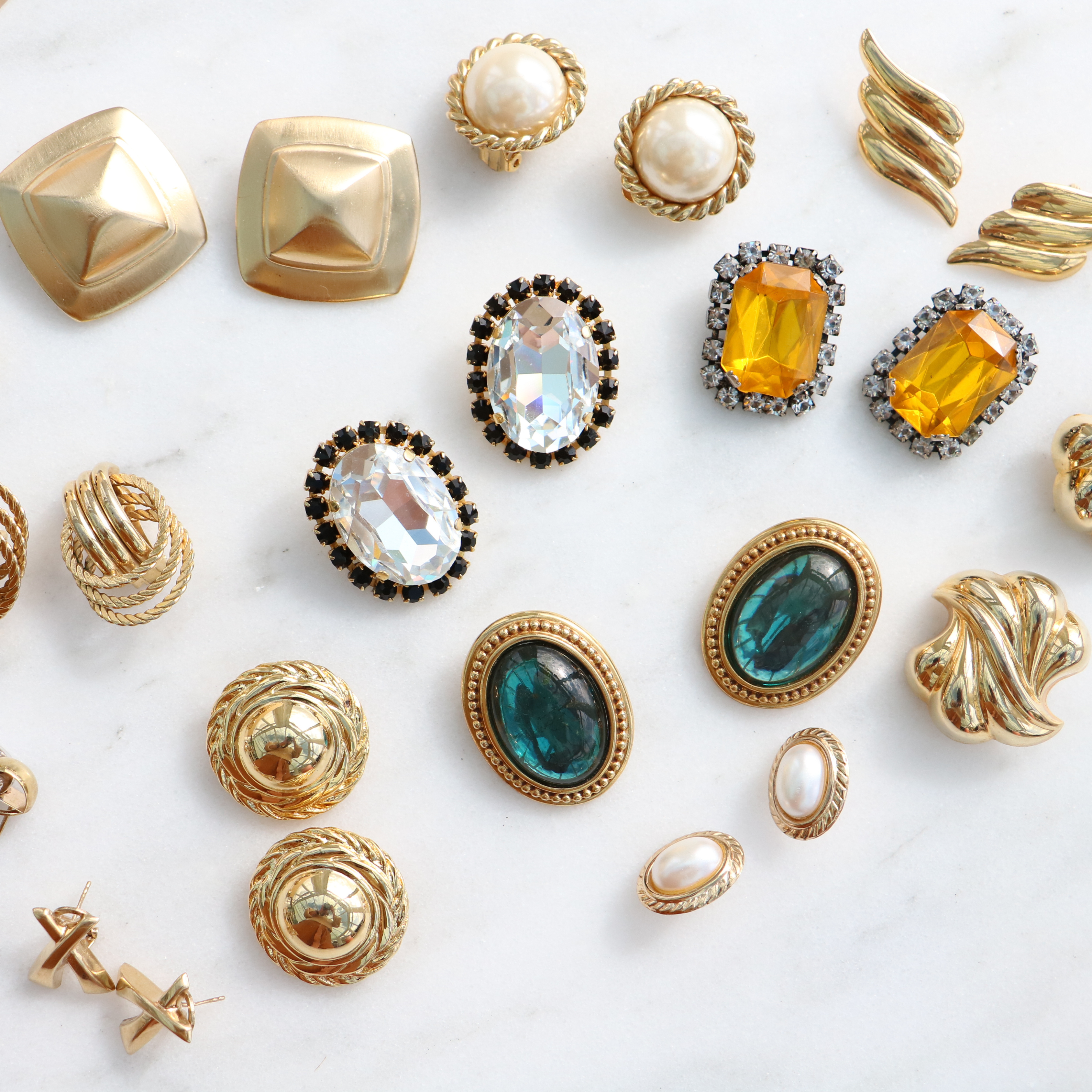 YSL Vintage Gold and Green Vintage Earrings