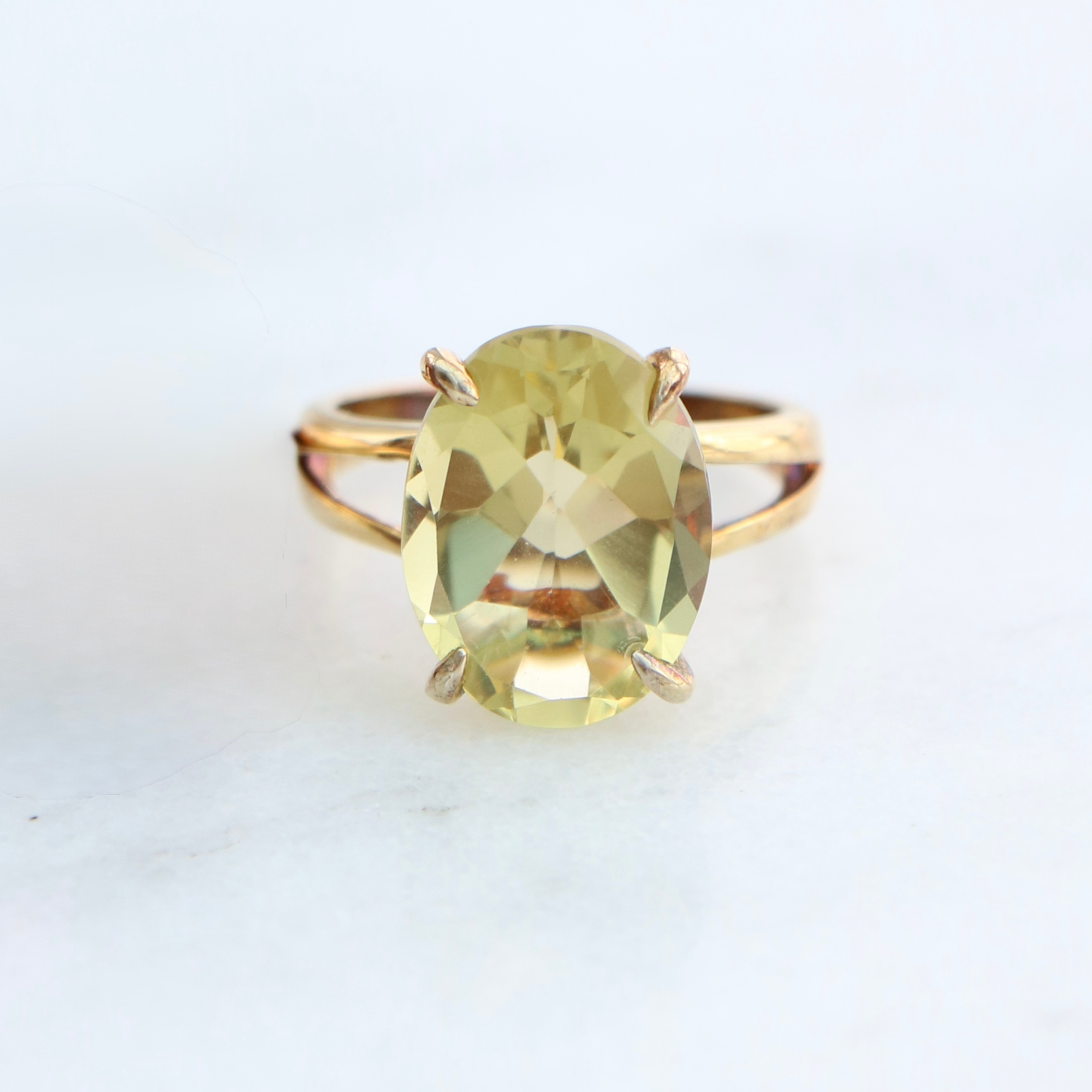 Gold Plated Vintage Oval Cut Citrine Ring