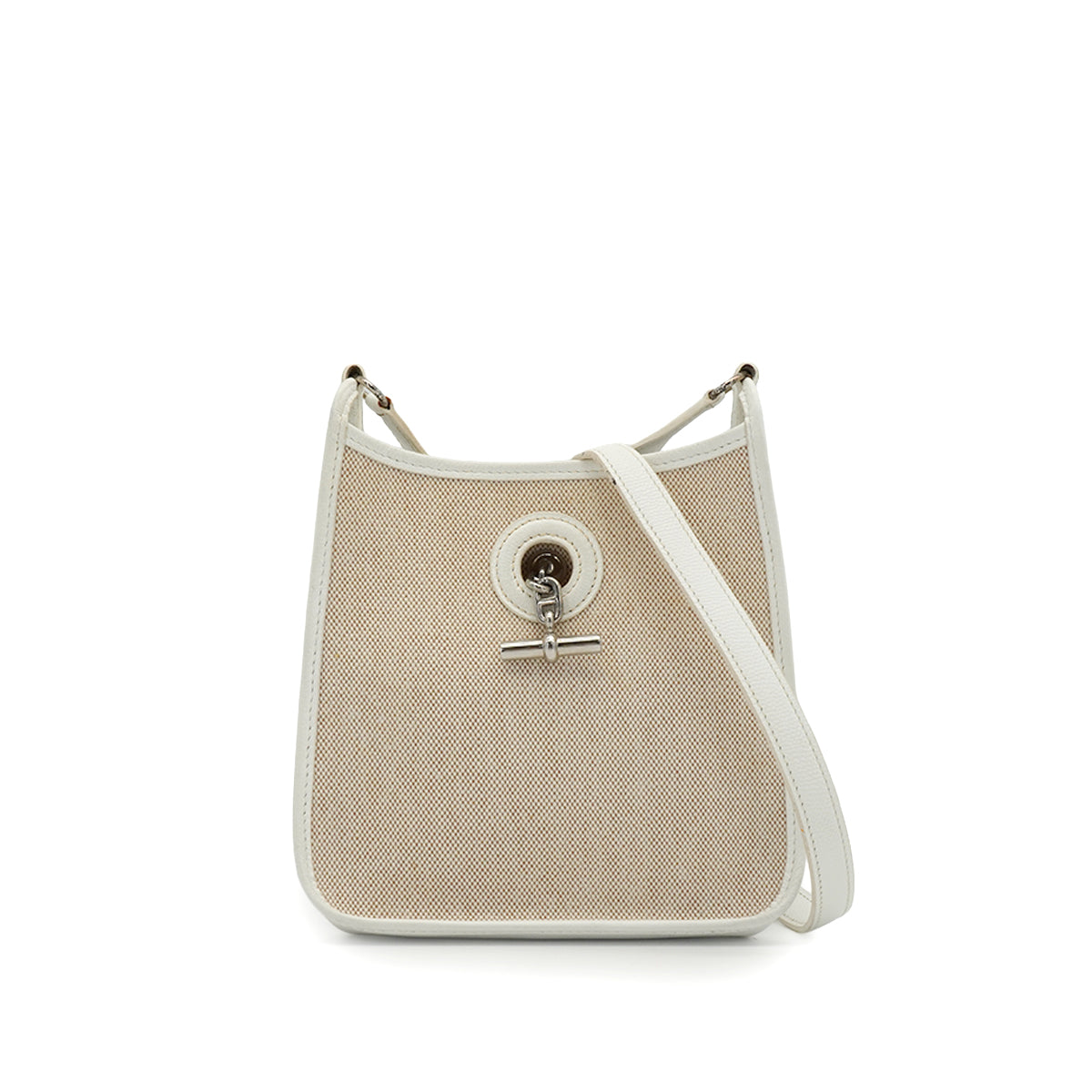 HERMES VESPA TPM WHITE TOILE H VEAU EPSOM SHOULDER BAG 2004 SQUARE H PALLADIUM HARDWARE 90343014