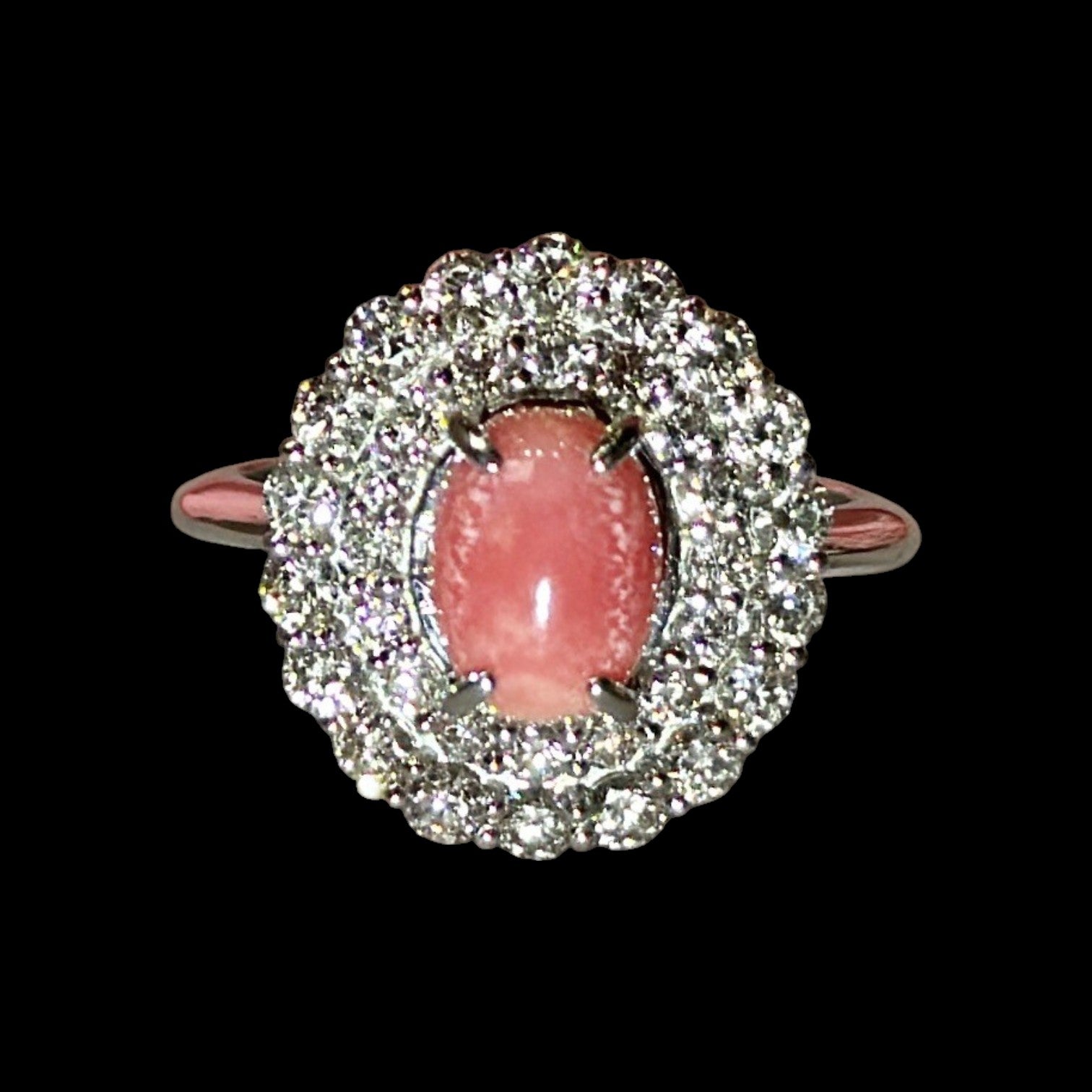 2.21ct Conch Pearl & 1.2ct Diamond Ring set in Platinum