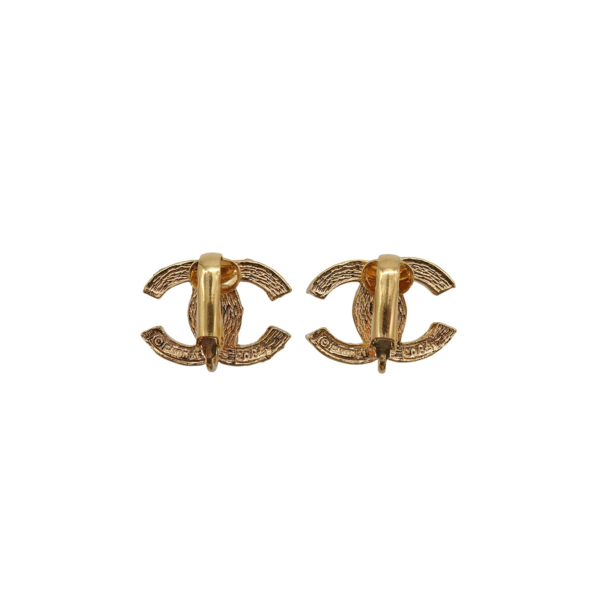 VINTAGE CHANEL COCOMARK EARRINGS RHINESTONE GOLD ACCESSORY 90334257