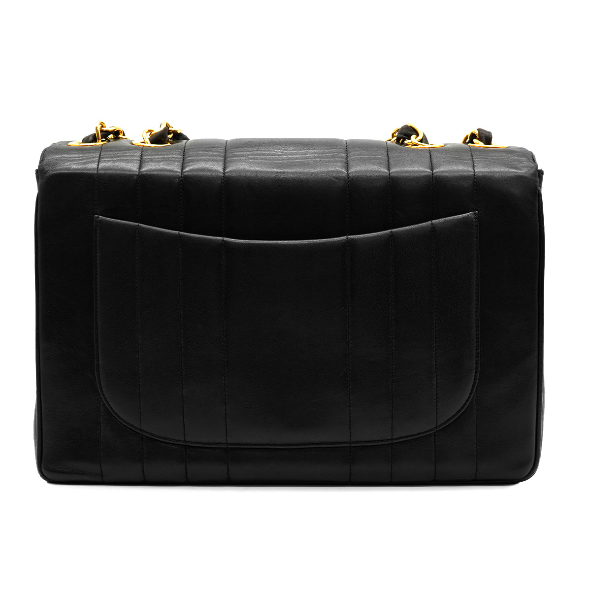 VINTAGE CHANEL MADEMOISELLE CHAIN SHOULDER BAG BLACK LAMB SKIN GOLD HARDWARE 90335601