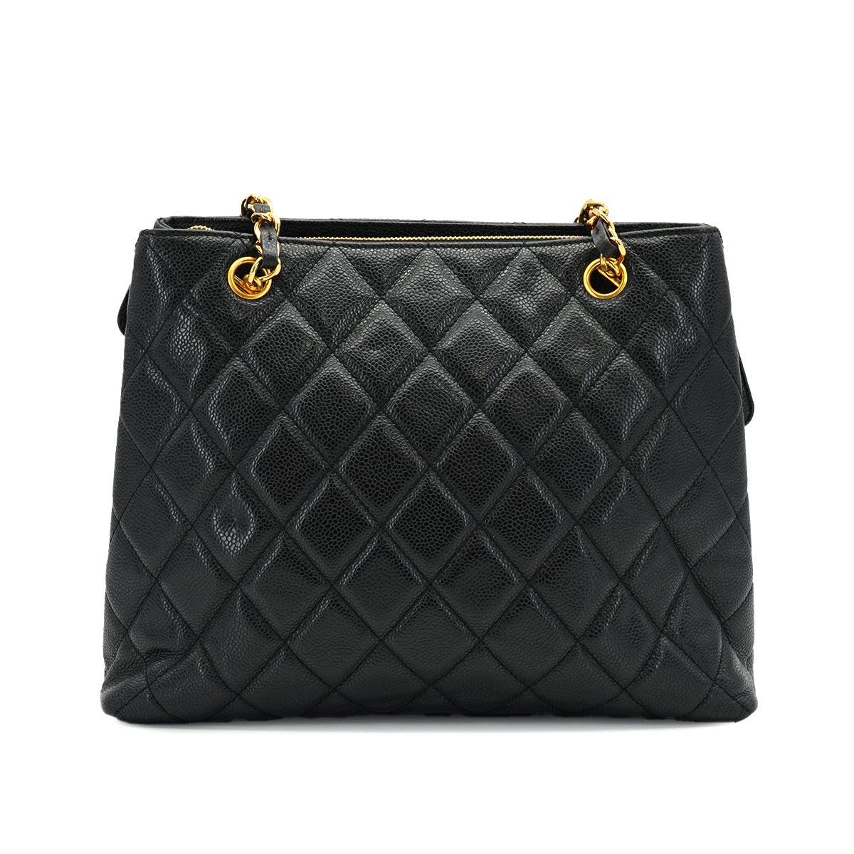 VINTAGE CHANEL MATELASSE CHAIN SHOULDER BAG BLACK CAVIAR SKIN GOLD HARDWARE 90332384
