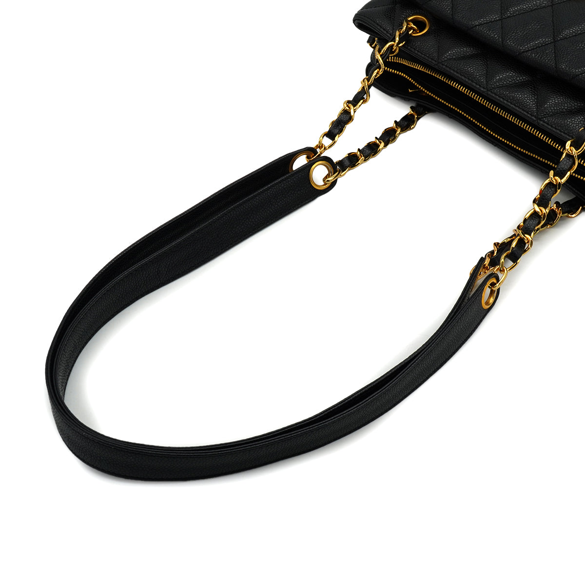 VINTAGE CHANEL MATELASSE CHAIN SHOULDER BAG BLACK CAVIAR SKIN GOLD HARDWARE 90332384