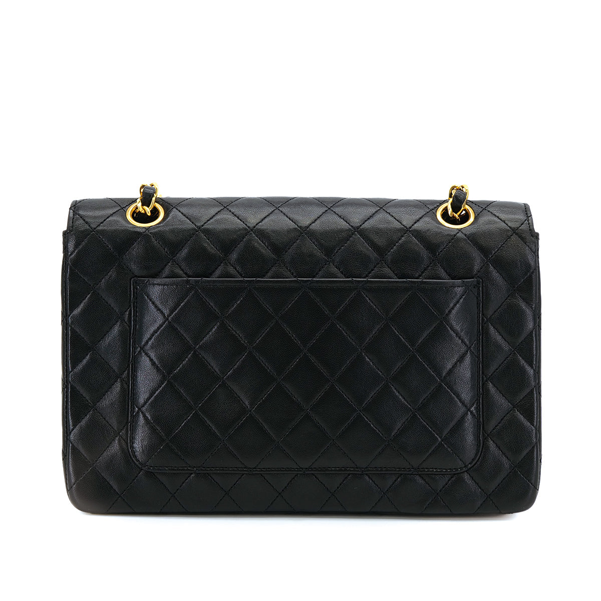 VINTAGE CHANEL MATELASSE CHAIN SHOULDER BAG BLACK LAMB SKIN GOLD HARDWARE 90317008