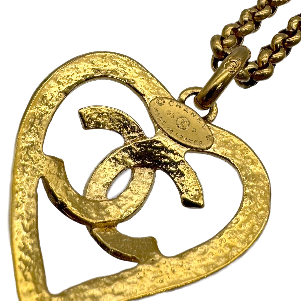 VINTAGE CHANEL NECKLACE COCOMARK HEART GOLD ACCESSORY 95P 90320160
