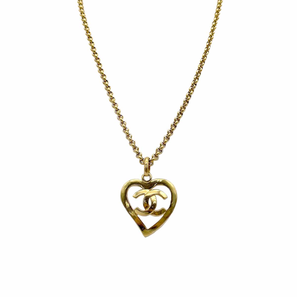 VINTAGE CHANEL NECKLACE COCOMARK HEART GOLD ACCESSORY 95P 90320160