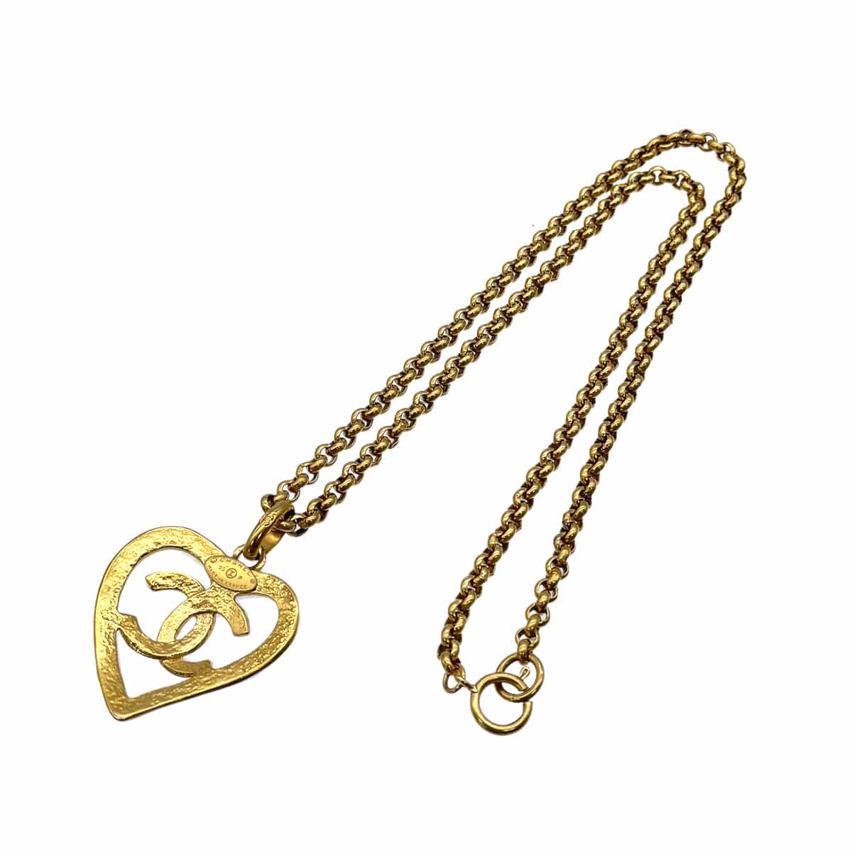 VINTAGE CHANEL NECKLACE COCOMARK HEART GOLD ACCESSORY 95P 90320160