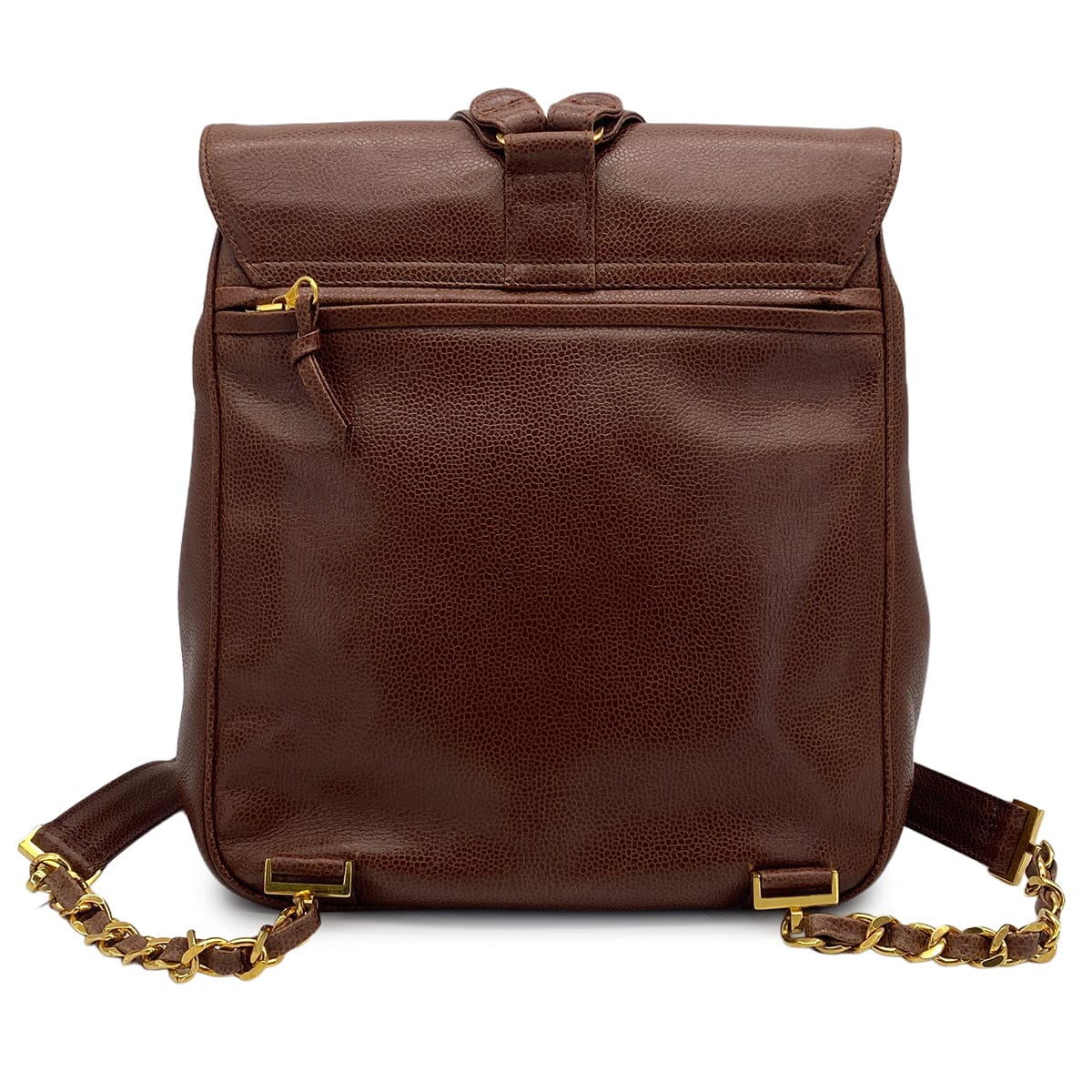 VINTAGE BIG COCO CHAIN BACK PACK BROWN CAVIAR SKIN GOLD HARDWARE 90324764