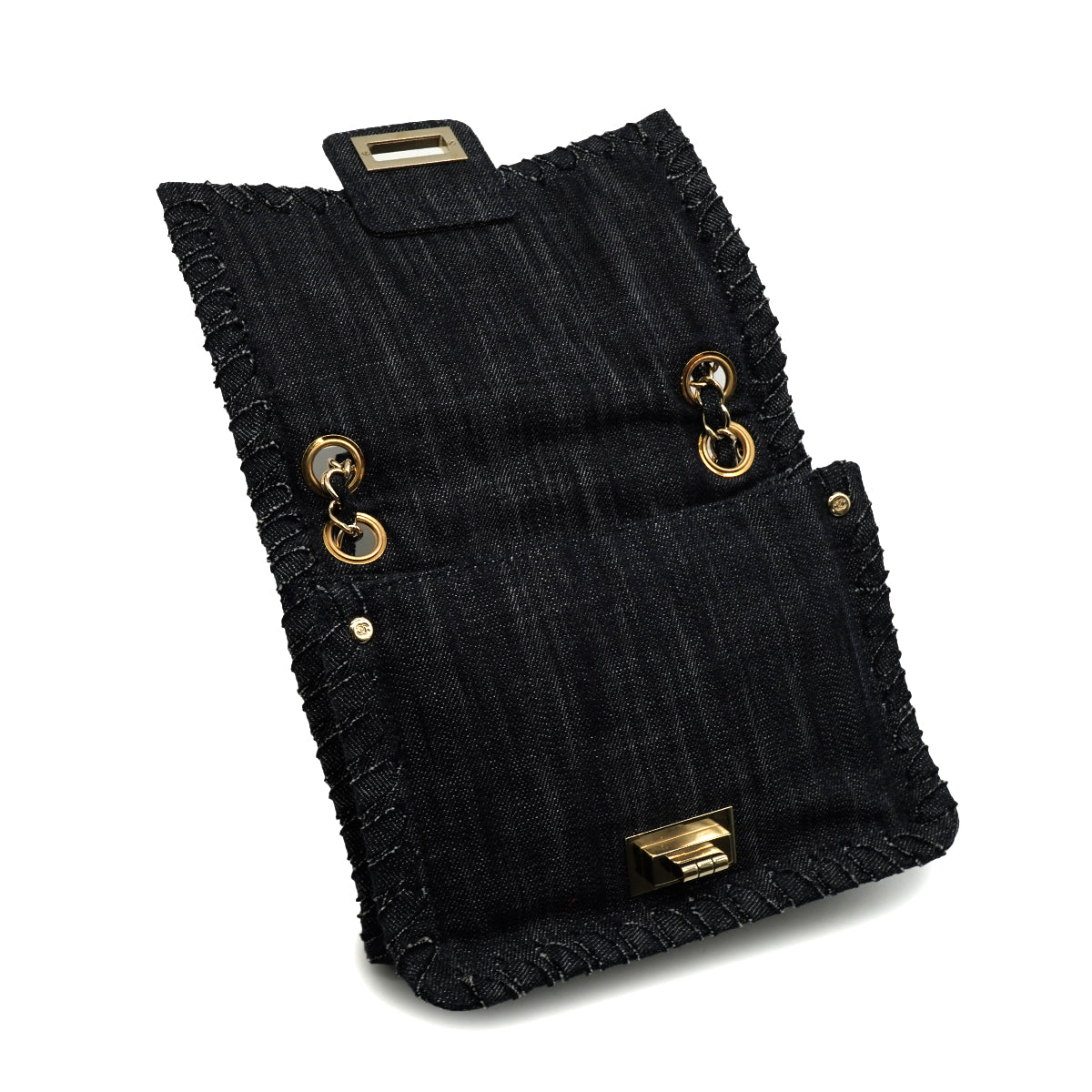 VINTAGE CHANEL 2.55 COCO NIGHT FLIGHT CHAIN SHOULDER  BAG BLUE DENIM GOLD HARDWARE 90346660