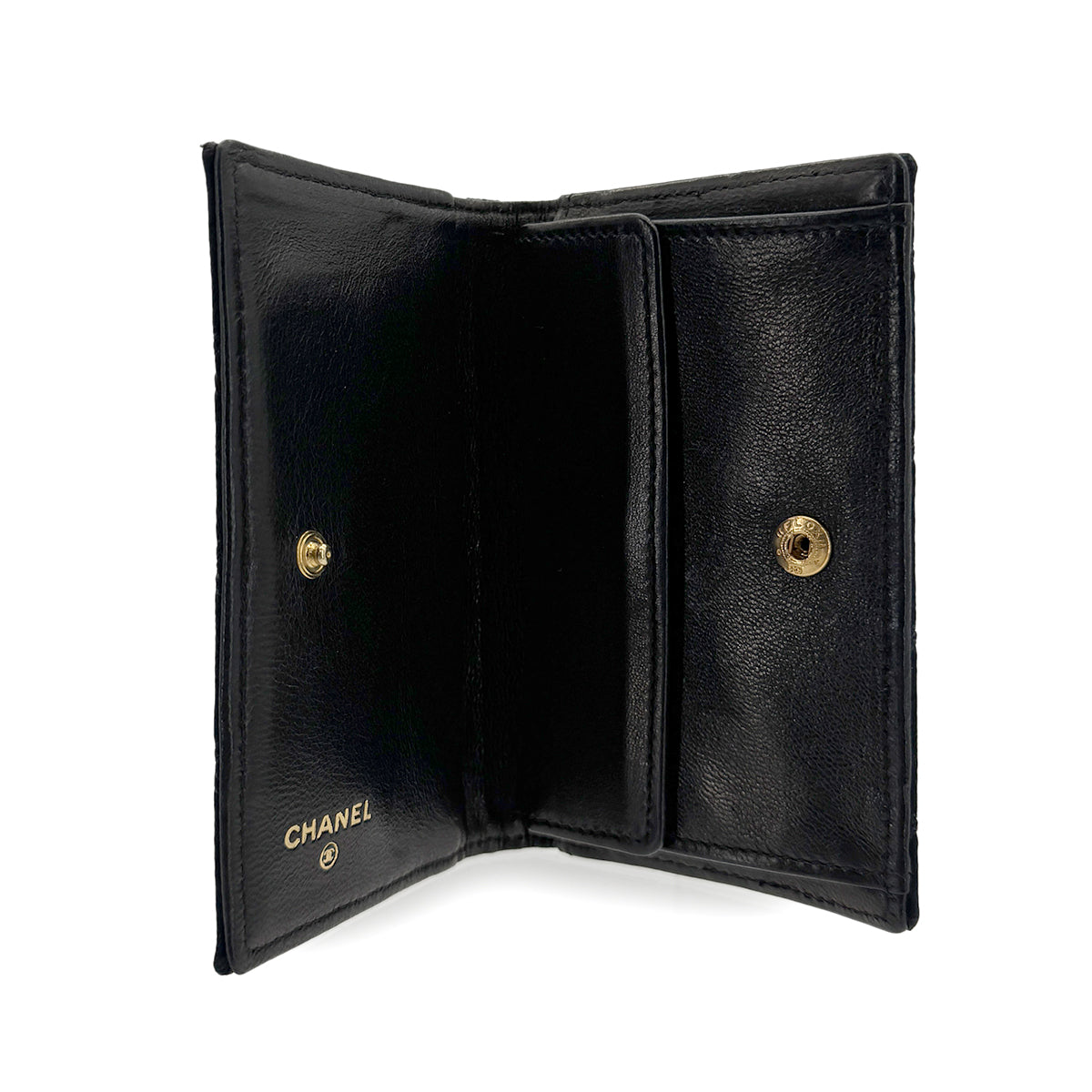 VINTAGE CHANEL BICOLORE COIN PURSE WALLET BLACK SATIN RHINESTONE 90319707