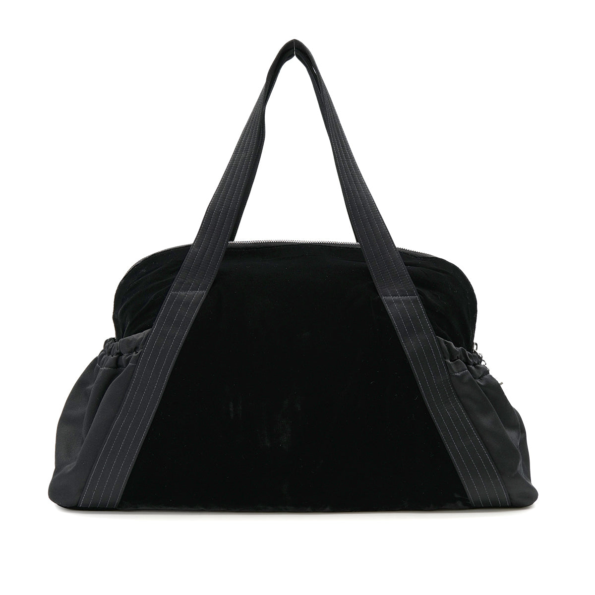 VINTAGE CHANEL BIG COCO BOSTON HAND BAG BLACK SATIN VELVET SILVER HARDWARE 90322285