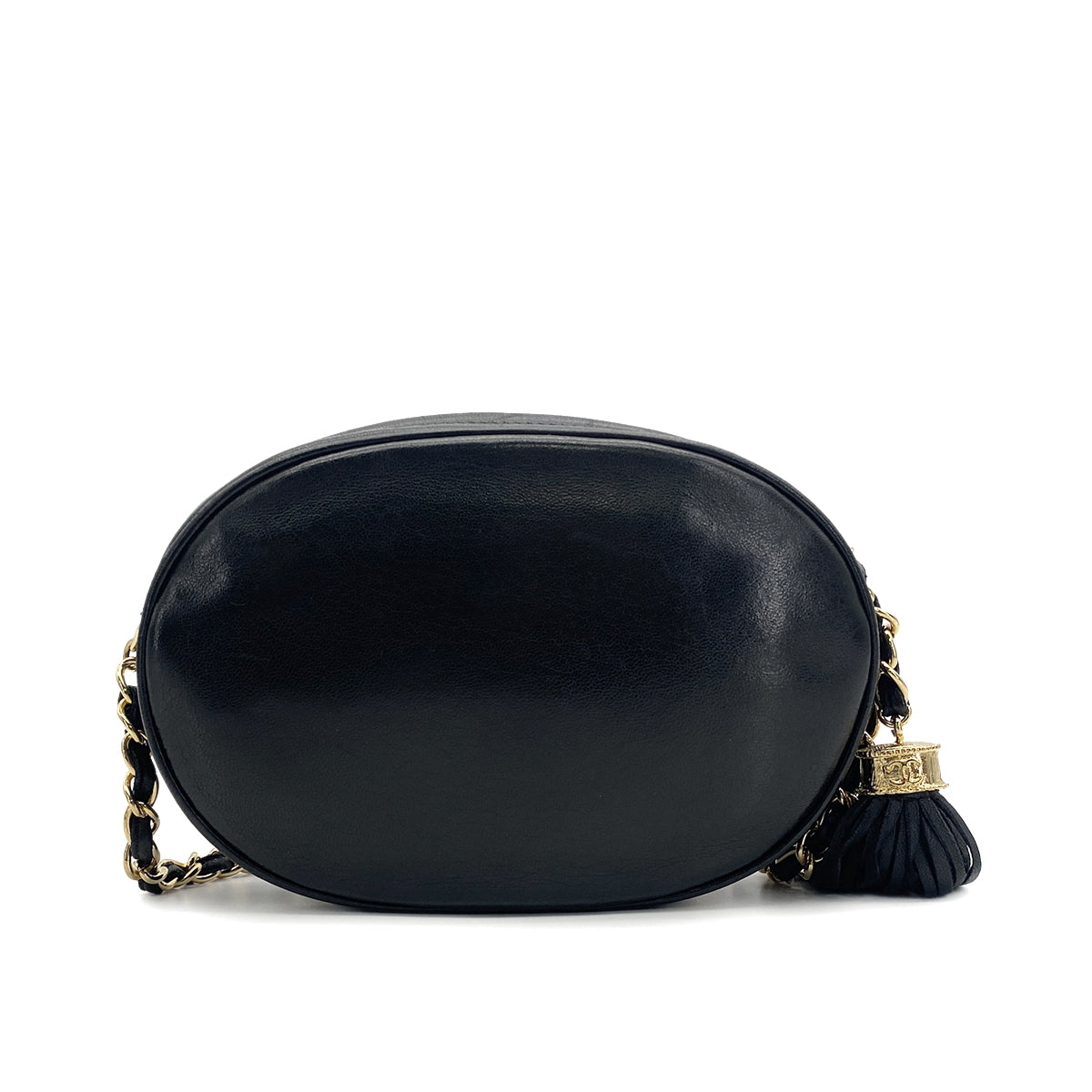 VINTAGE CHANEL BIG COCO CHAIN SHOULDER BAG FRINGE BLACK LAMB SKIN GOLD HARDWARE 90317912