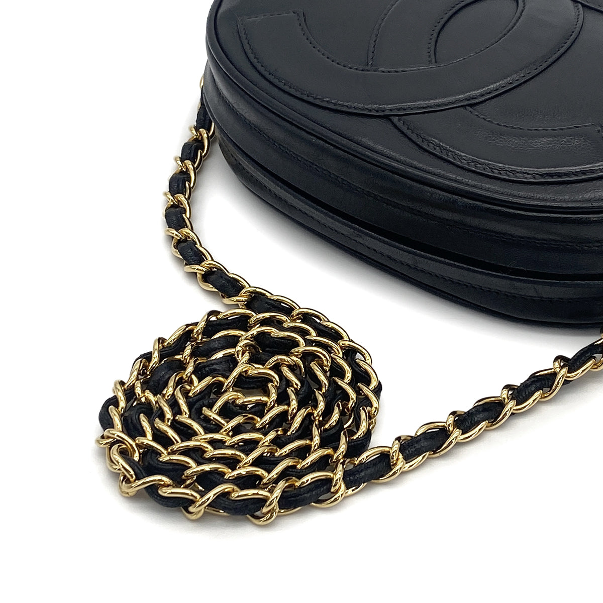 VINTAGE CHANEL BIG COCO CHAIN SHOULDER BAG FRINGE BLACK LAMB SKIN GOLD HARDWARE 90317912