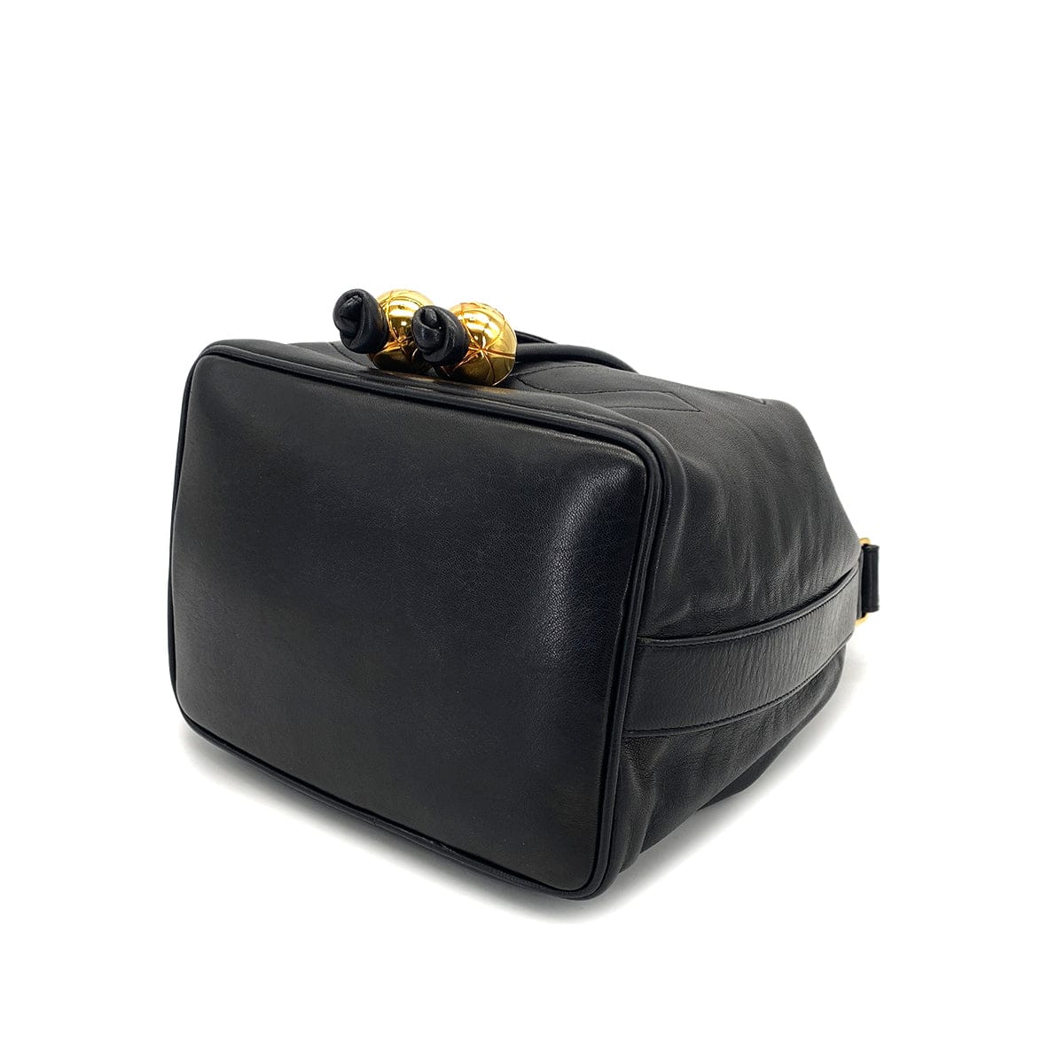 VINTAGE CHANEL BIG COCO DRAWSTRING CHAIN SHOULDER BAG BLACK LAMB SKIN GOLD HARDWARE 90319984