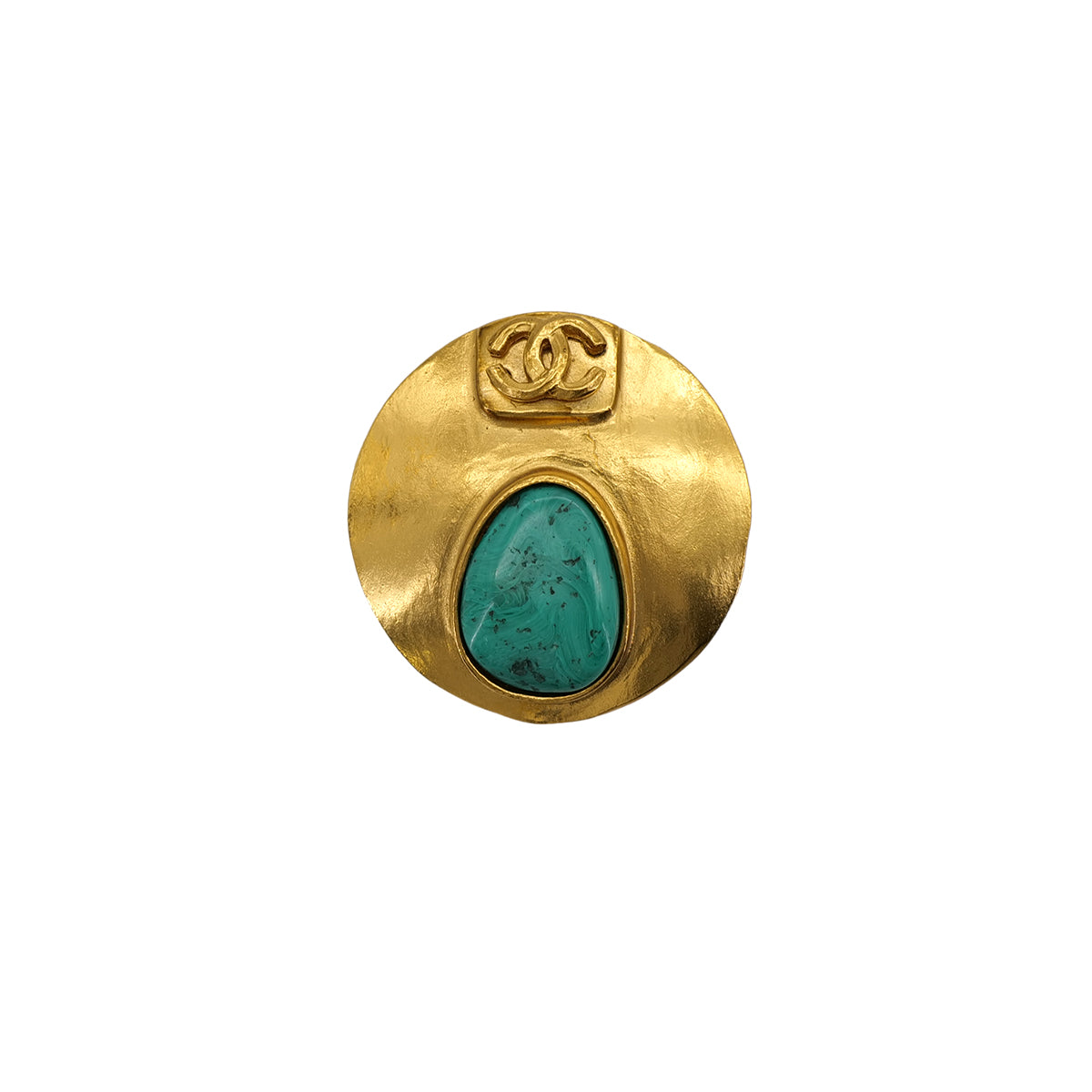 VINTAGE CHANEL BROOCH COCOMARK COLOR STONE GOLD GREEN ACCESSORY 98P 90312947