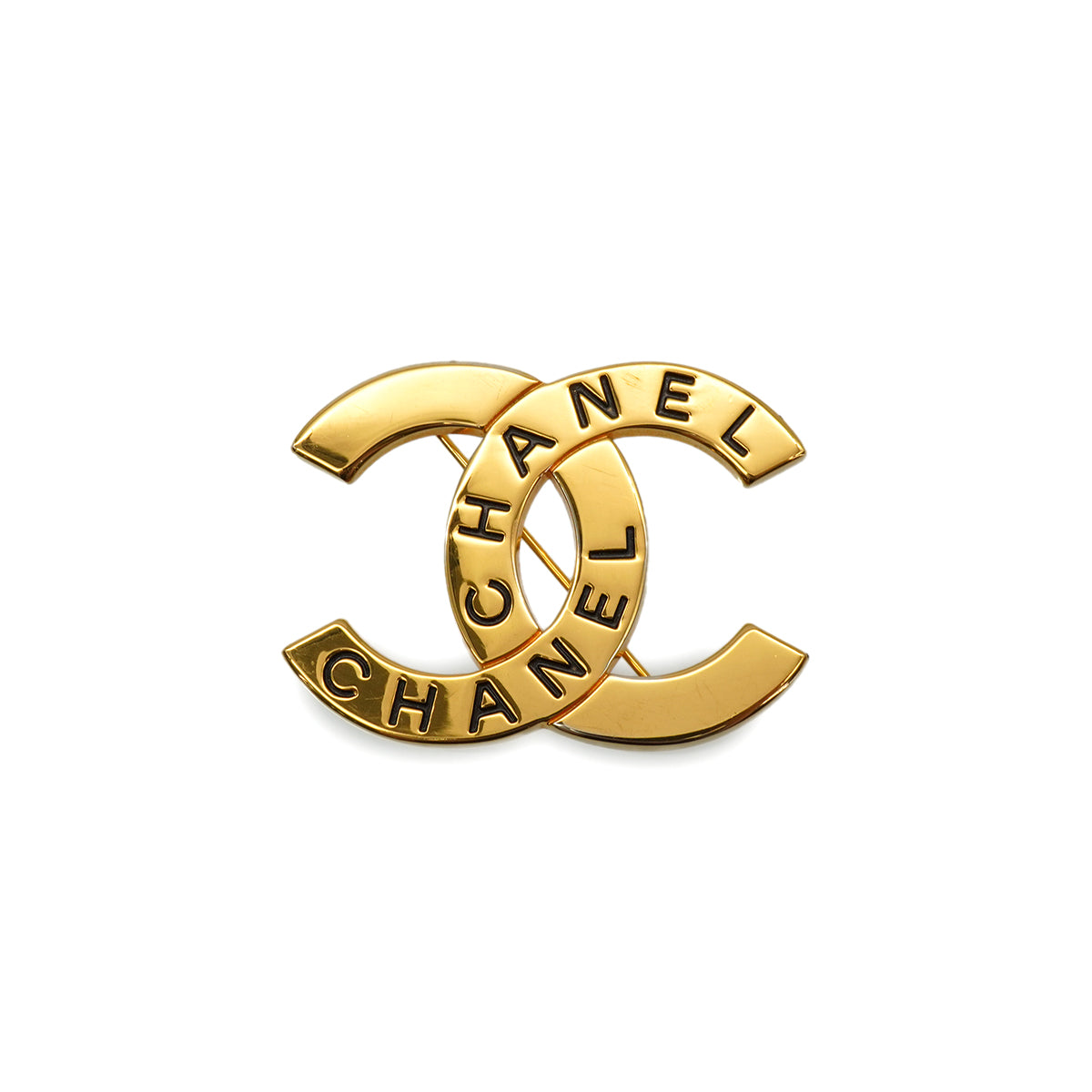 VINTAGE CHANEL BROOCH COCOMARK LOGO GOLD BLACK ACCESSORY 98P 90340528