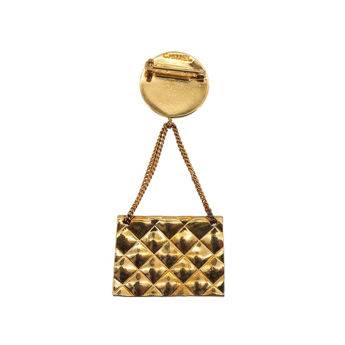 VINTAGE CHANEL BROOCH MATELASSE BAG MOTIF GOLD ACCESSORY 90322932
