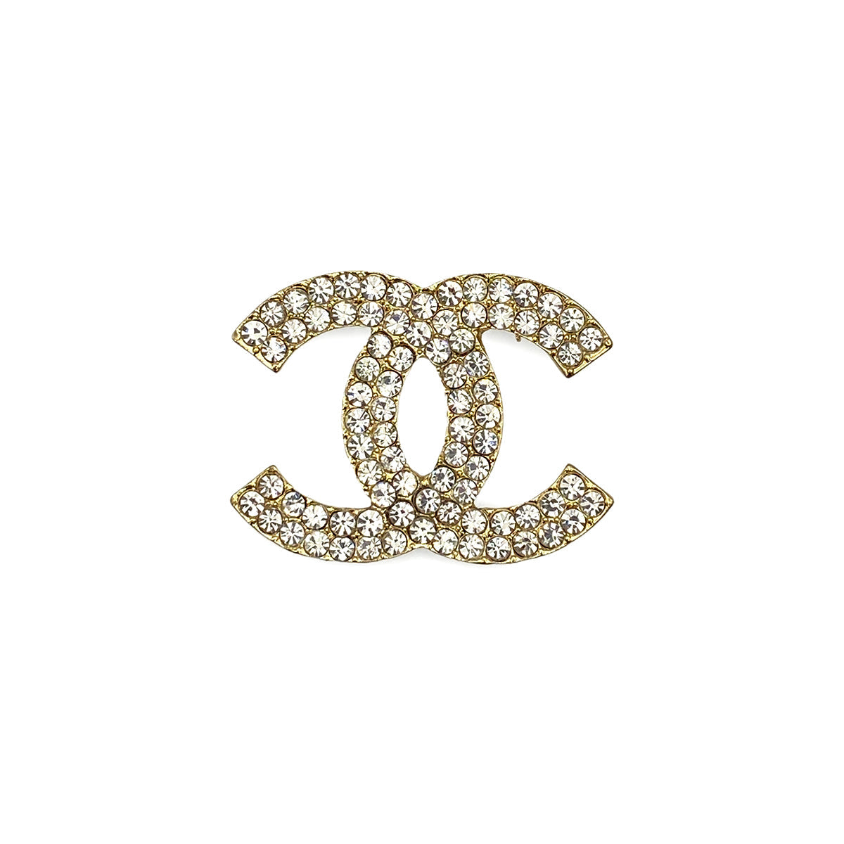 VINTAGE CHANEL BROOCH MATELASSE COCOMARK RHINESTONE GOLD ACCESSORY 02P 90319704