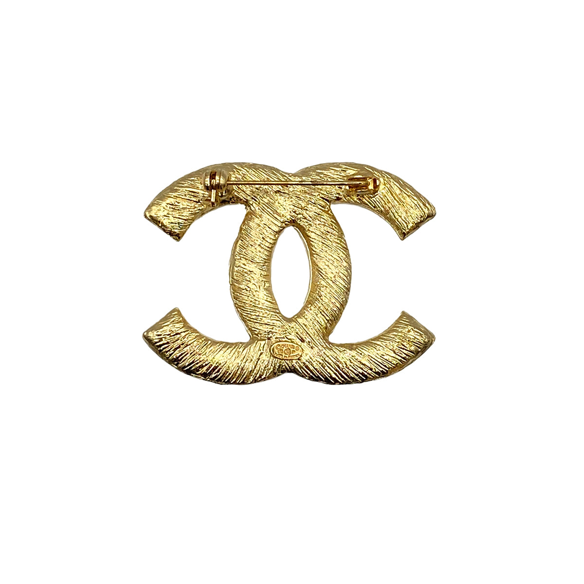 VINTAGE CHANEL BROOCH MATELASSE COCOMARK RHINESTONE GOLD ACCESSORY 02P 90319704