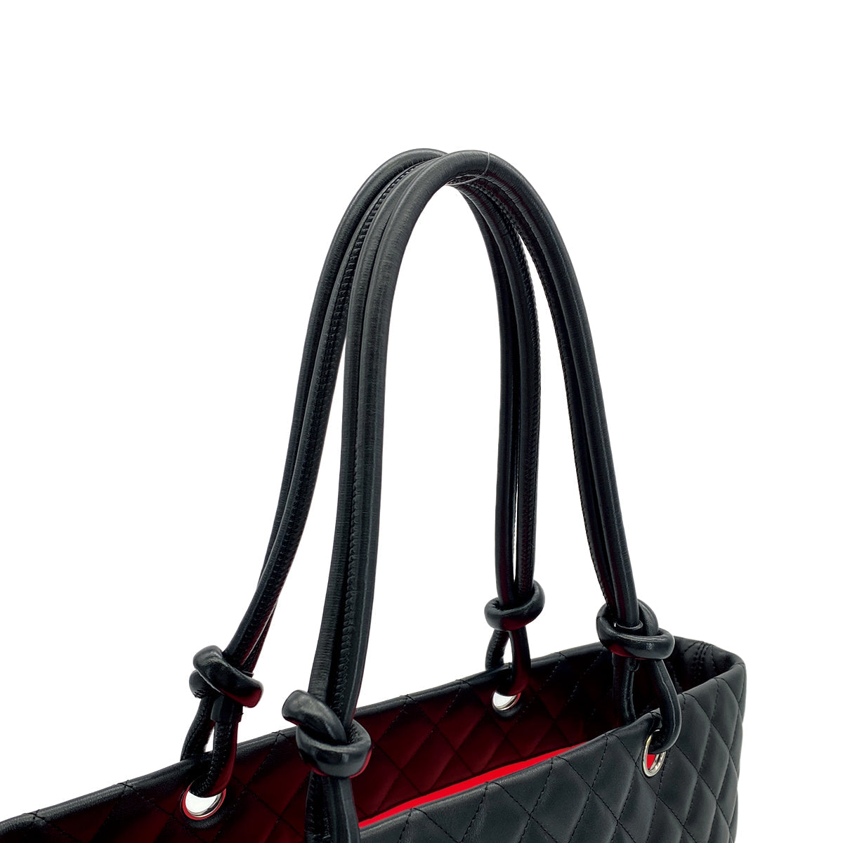 VINTAGE CHANEL CAMBON LINE BIG COCO TOTE BAG BLACK LEATHER 90315019