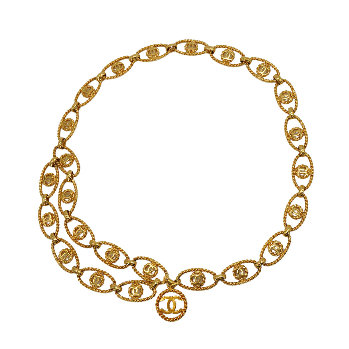 VINTAGE CHANEL CHAIN BELT COCOMARK GOLD ACCESSORY 25 90343242