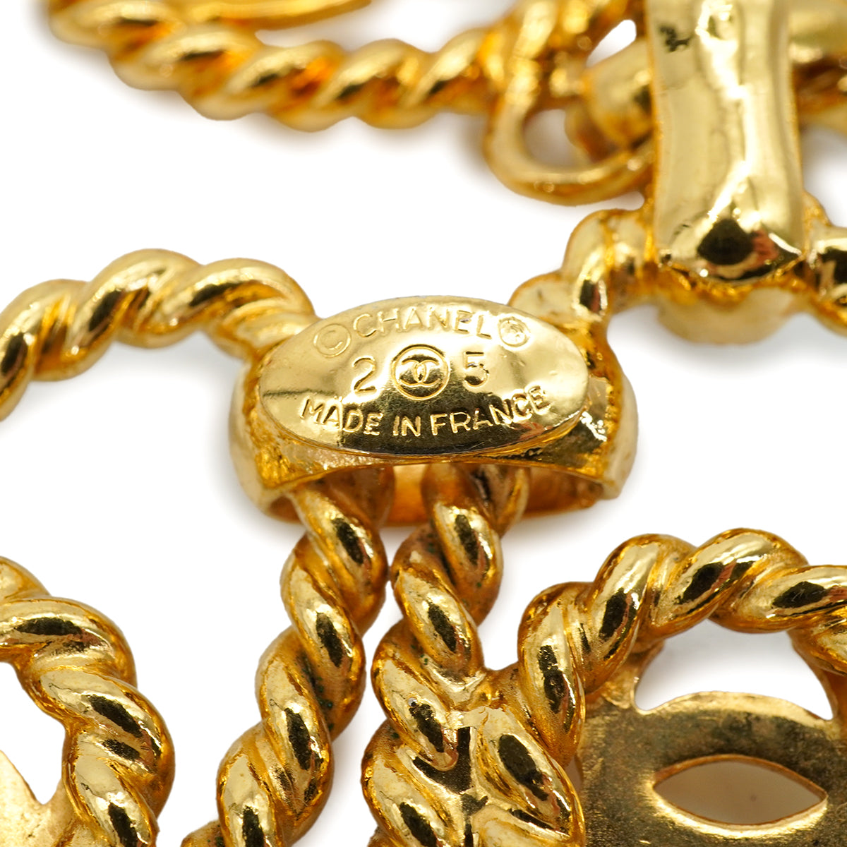 VINTAGE CHANEL CHAIN BELT COCOMARK GOLD ACCESSORY 25 90343242