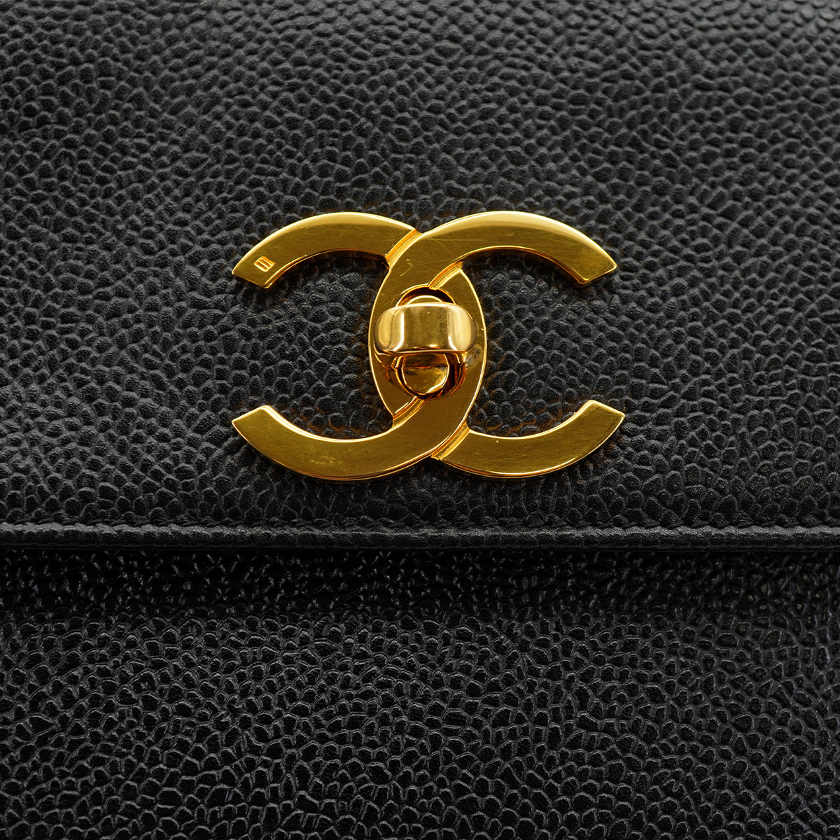 VINTAGE CHANEL CHAIN SHOULDER BAG BLACK CAVIAR SKIN GOLD HARDWARE 90333720