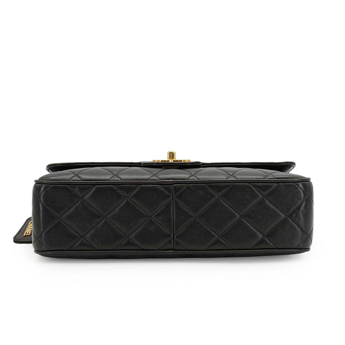 VINTAGE CHANEL CHAIN SHOULDER BAG BLACK LAMB SKIN GOLD HARDWARE 90335602