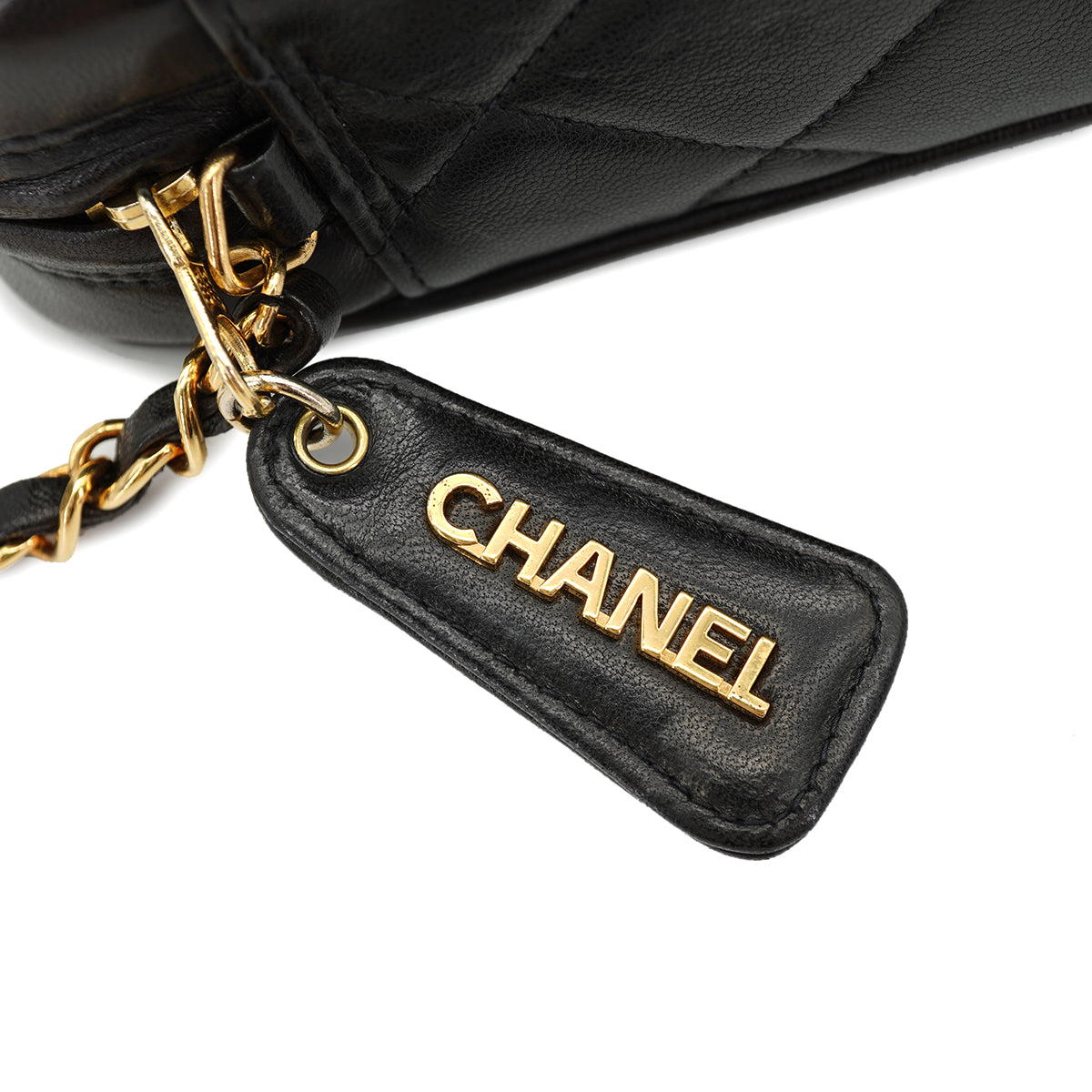 VINTAGE CHANEL CHAIN SHOULDER BAG BLACK LAMB SKIN GOLD HARDWARE 90335602
