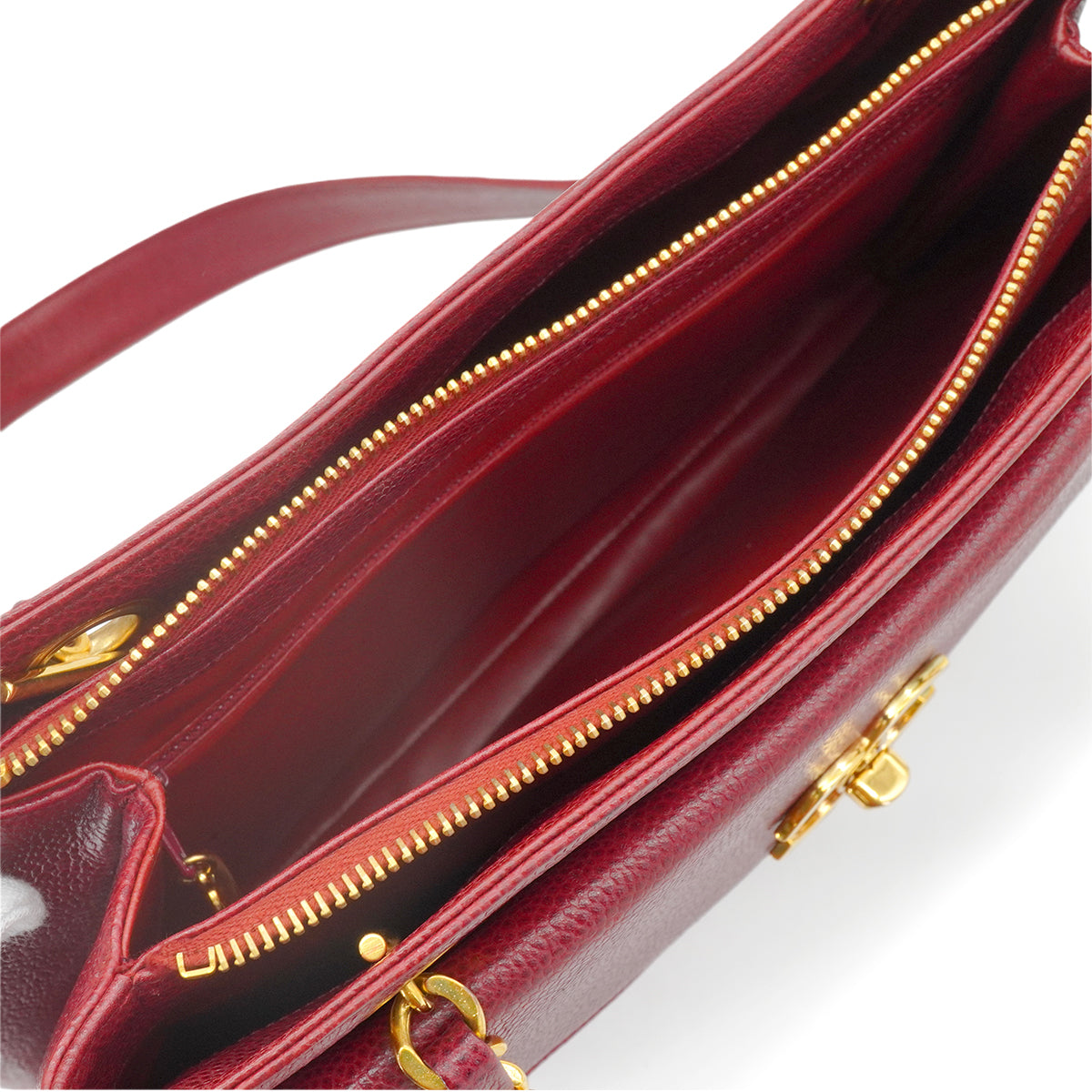 VINTAGE CHANEL CHAIN SHOULDER BAG RED CAVIAR SKIN GOLD HARDWARE 90343412