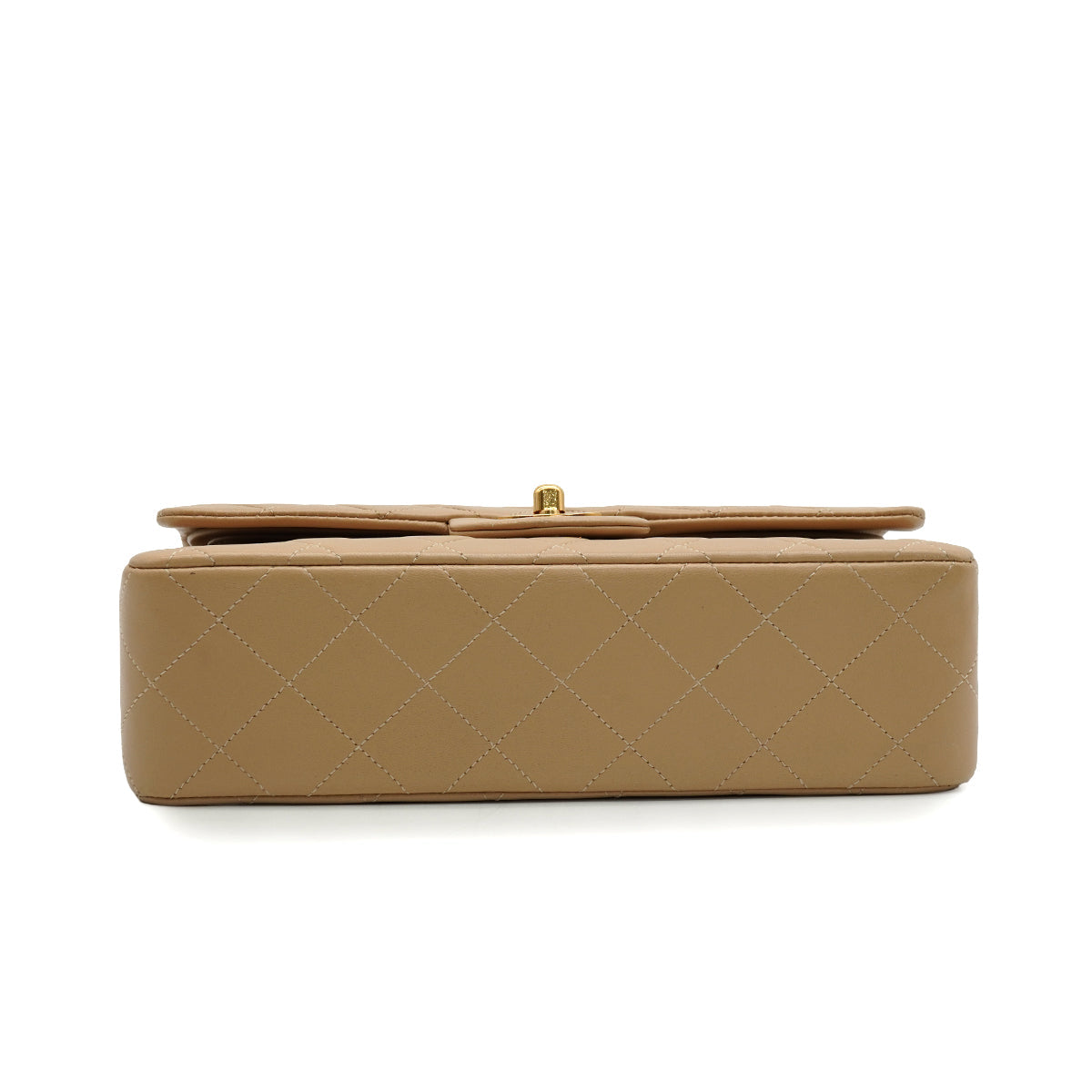 VINTAGE CHANEL CLASSIC FLAP SMALL CHAIN SHOULDER BAG BEIGE LAMB SKIN GOLD HARDWARE 90346683