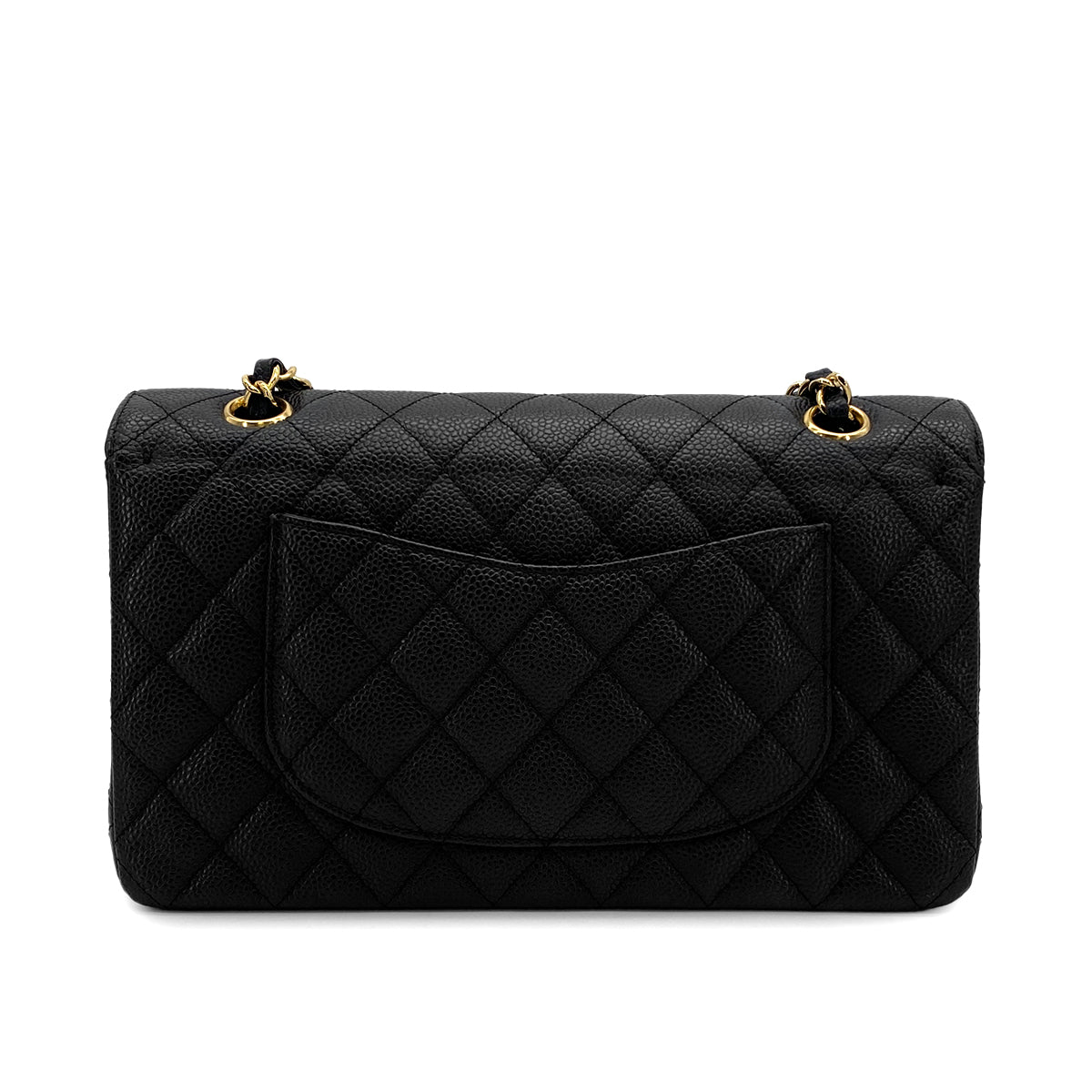 VINTAGE CHANEL CLASSIC FLAP MEDIUM CHAIN SHOULDER BAG BLACK CAVIAR SKIN GOLD HARDWARE 90319586