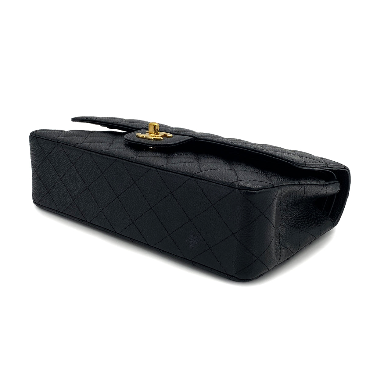 VINTAGE CHANEL CLASSIC FLAP MEDIUM CHAIN SHOULDER BAG BLACK CAVIAR SKIN GOLD HARDWARE 90319586